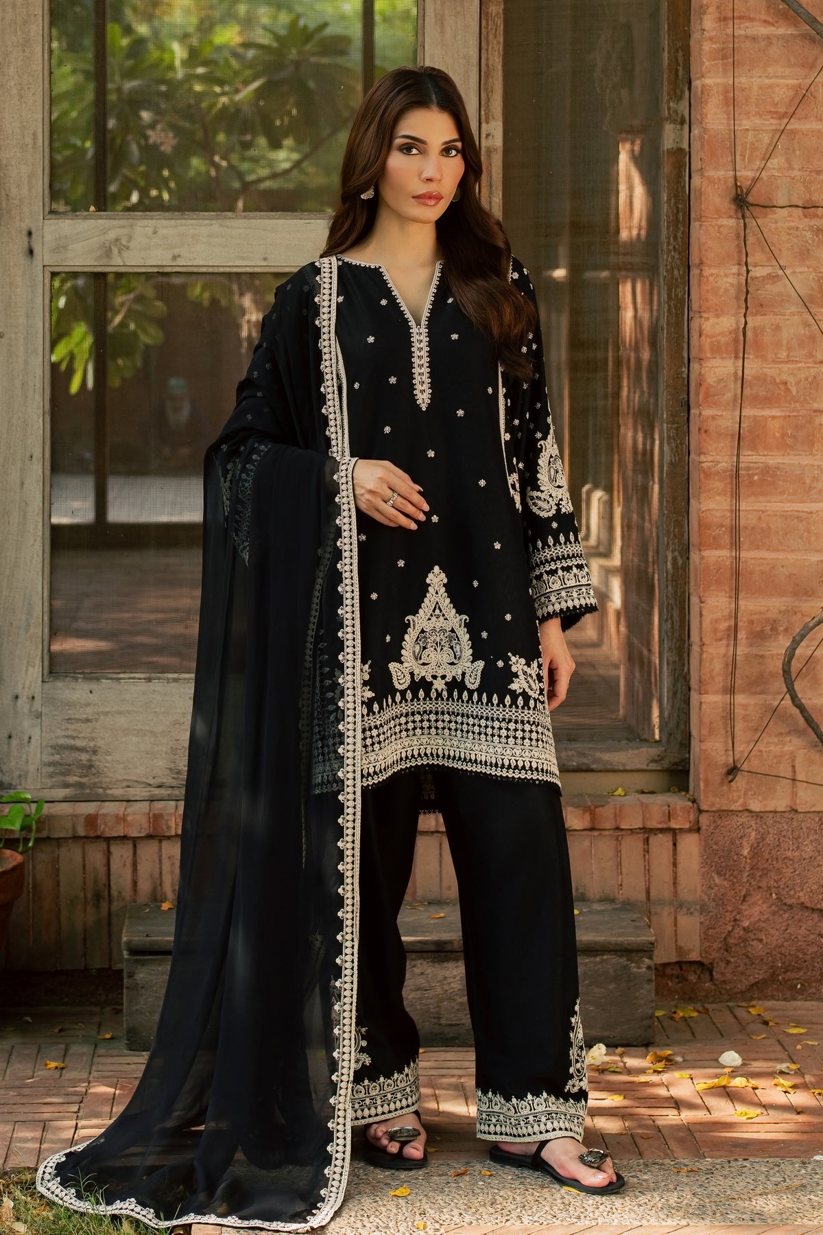 Black Arwa 3Pc - Embroidered Karandi Pret PRETKARANDI2026  BATIK   XS / Black / Karandi