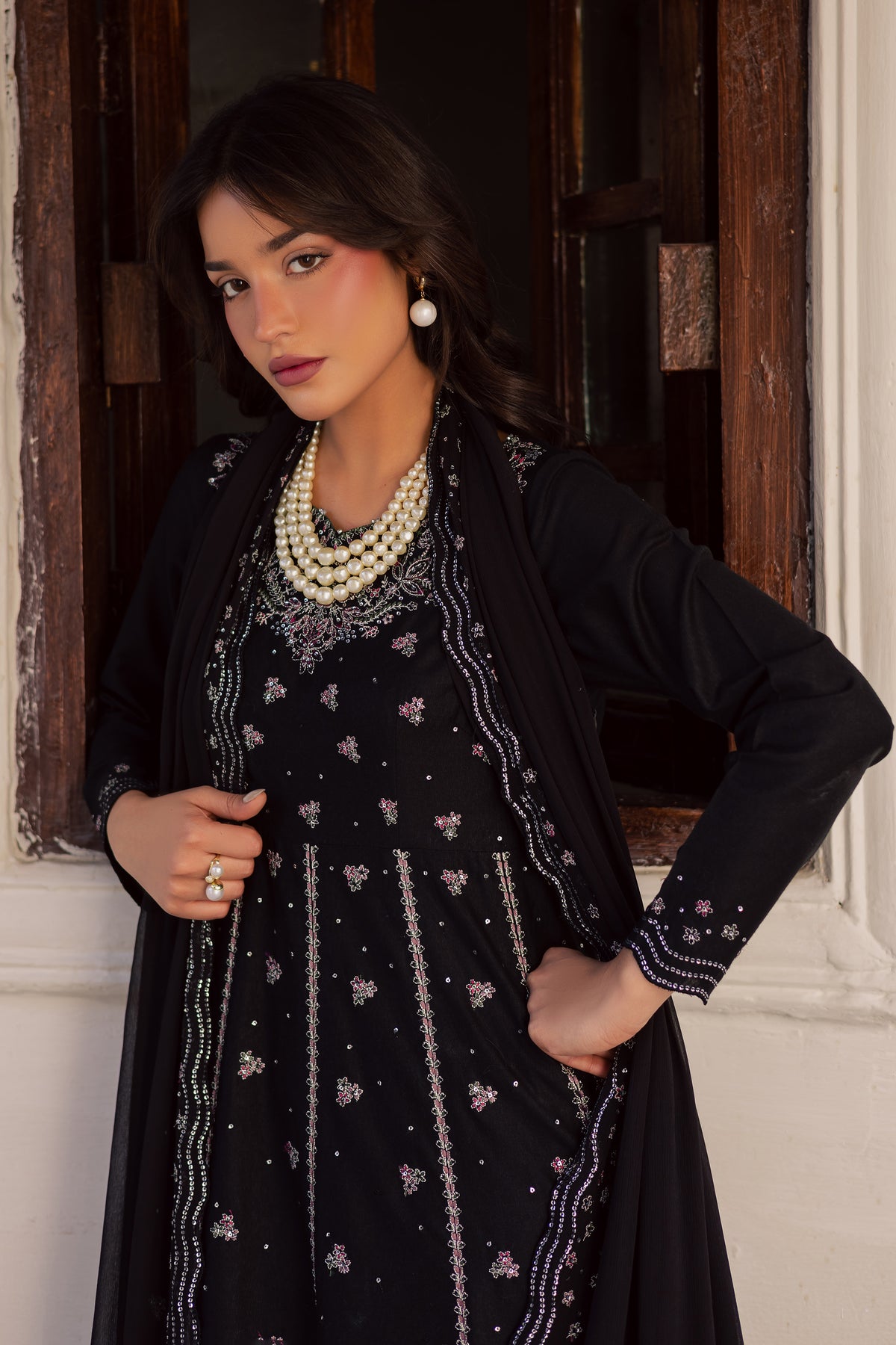  Black Mastani 3Pc - Embroidered Karandi Dress BATIK WINTER PRET 2025  BATIK   XS / Black / Karandi-S / Black / Karandi-M / Black / Karandi-L / Black / Karandi-XL / Black / Karandi