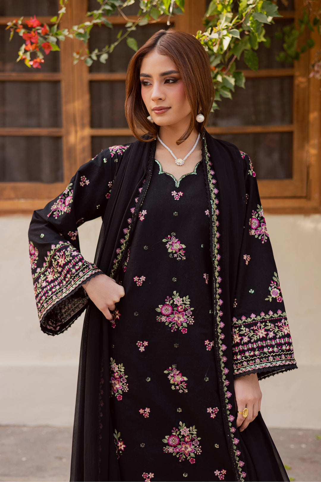  Black Pink 3Pc - Embroidered Khaddar Dress BATIK WINTER PRET 2025  BATIK   XS / Black / Khaddar-S / Black / Khaddar-M / Black / Khaddar-L / Black / Khaddar-XL / Black / Khaddar
