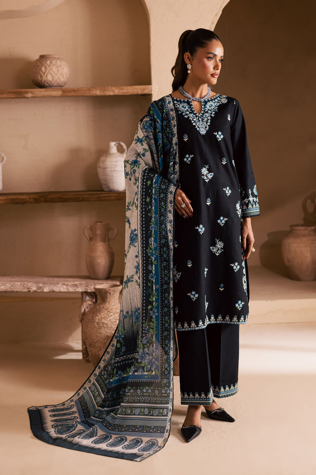  Black Riva 3Pc - Embroidered Khaddar Dress BATIK WINTER PRET 2025  BATIK   XS / Black / Khaddar-S / Black / Khaddar-M / Black / Khaddar-L / Black / Khaddar-XL / Black / Khaddar