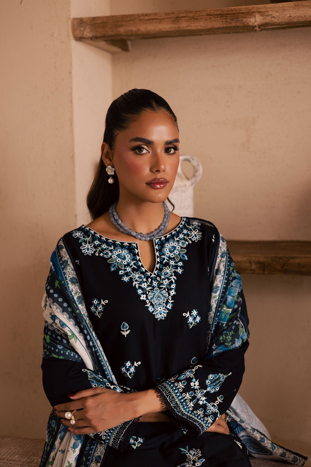  Black Riva 3Pc - Embroidered Khaddar Dress BATIK WINTER PRET 2025  BATIK   XS / Black / Khaddar-S / Black / Khaddar-M / Black / Khaddar-L / Black / Khaddar-XL / Black / Khaddar