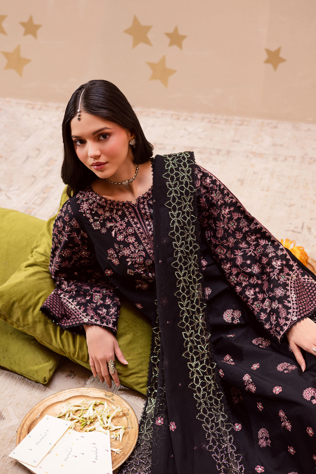  Black Sakura 3Pc - Festive Embroidered Lawn BATIKEID2026  BATIK   XS / Black / Pima Lawn-S / Black / Pima Lawn-M / Black / Pima Lawn-L / Black / Pima Lawn-XL / Black / Pima Lawn