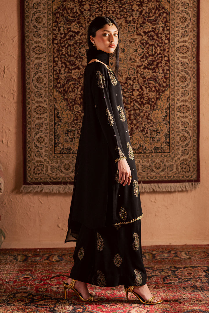  Black Swan 3Pc- Festive Luxe Pret BATIKSTUDIO2025  BATIK   S / Black / Georgette-M / Black / Georgette-L / Black / Georgette