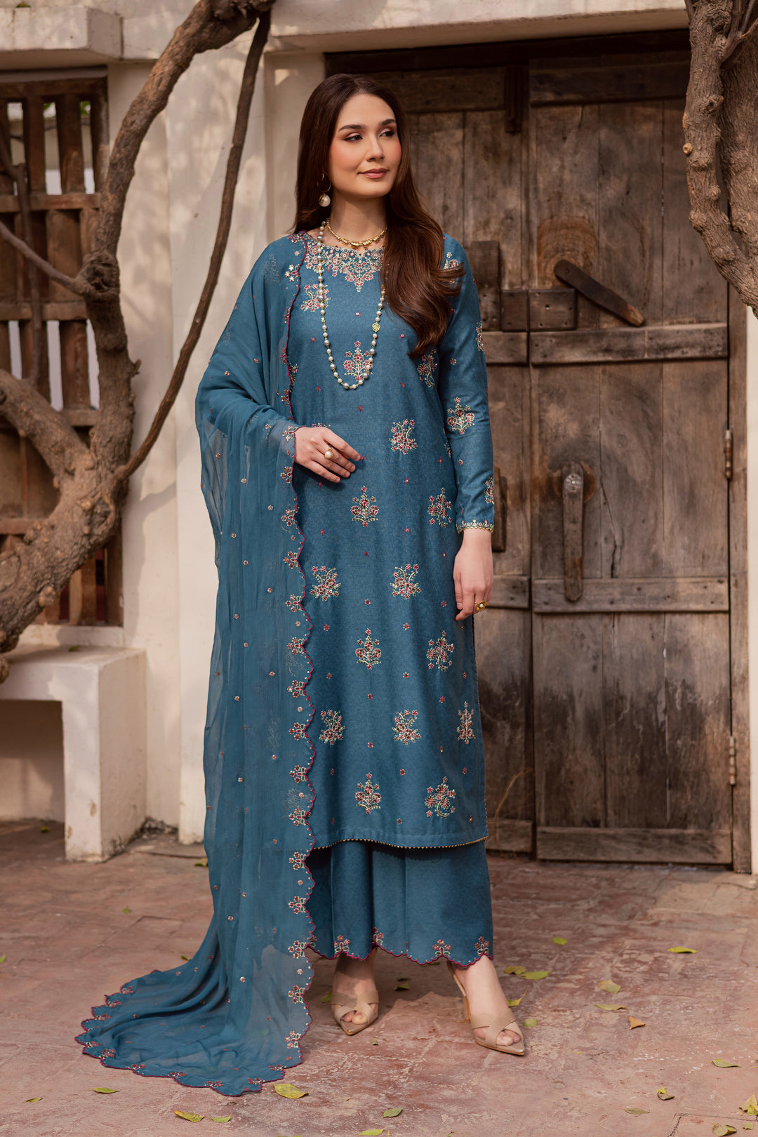  Blue Bells 3Pc - Embroidered Festive Pret BATIK WINTER PRET 2025  BATIK   XS / Whale Blue / Textured Cotton-S / Whale Blue / Textured Cotton-M / Whale Blue / Textured Cotton-L / Whale Blue / Textured Cotton-XL / Whale Blue / Textured Cotton