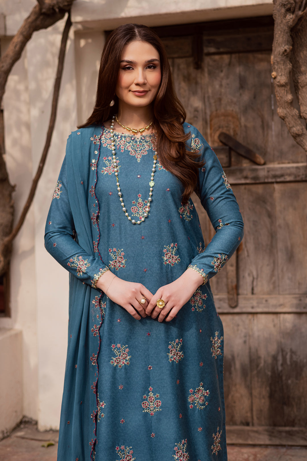  Blue Bells 3Pc - Embroidered Festive Pret BATIK WINTER PRET 2025  BATIK   XS / Whale Blue / Textured Cotton-S / Whale Blue / Textured Cotton-M / Whale Blue / Textured Cotton-L / Whale Blue / Textured Cotton-XL / Whale Blue / Textured Cotton