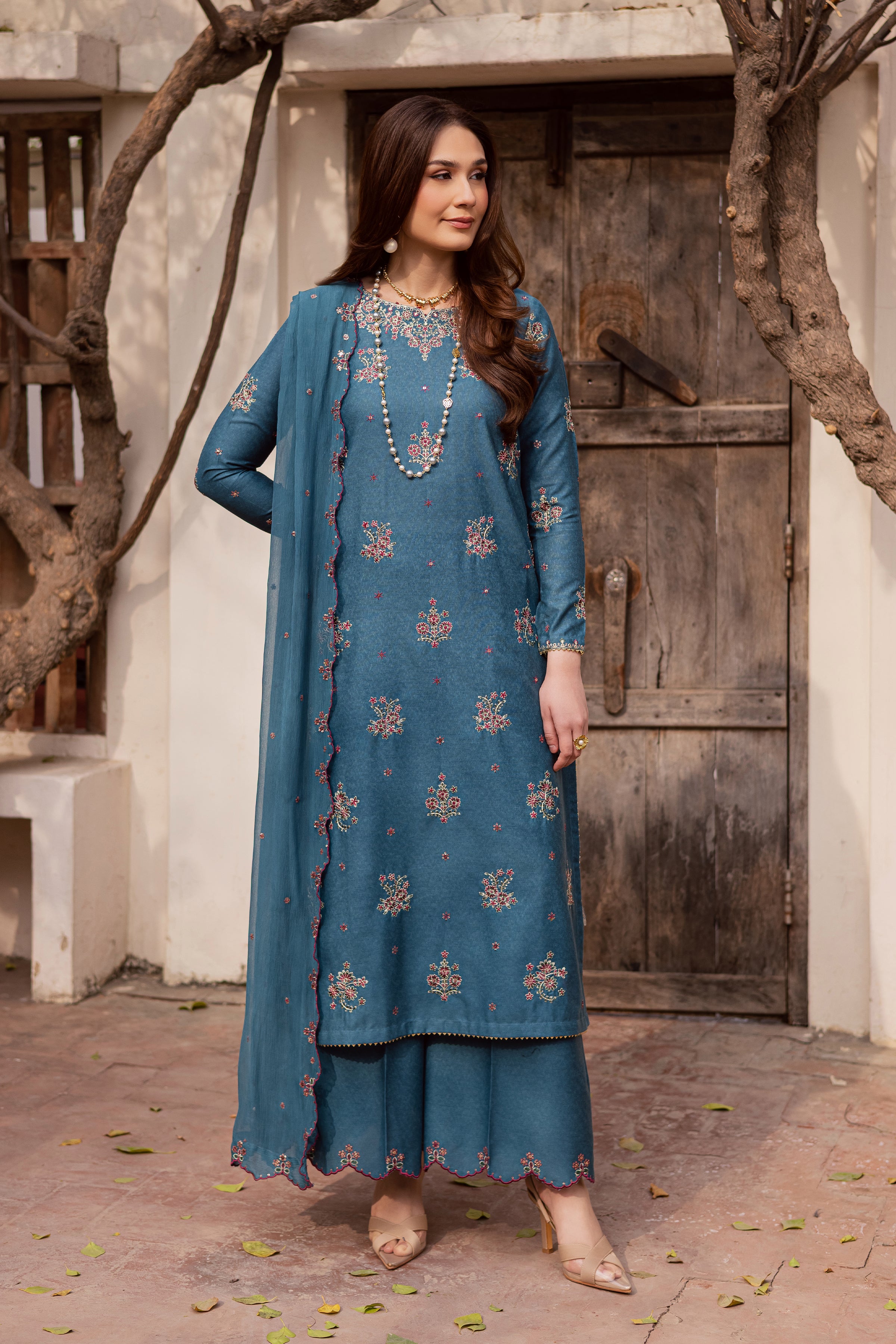  Blue Bells 3Pc - Embroidered Festive Pret BATIK WINTER PRET 2025  BATIK   XS / Whale Blue / Textured Cotton-S / Whale Blue / Textured Cotton-M / Whale Blue / Textured Cotton-L / Whale Blue / Textured Cotton-XL / Whale Blue / Textured Cotton
