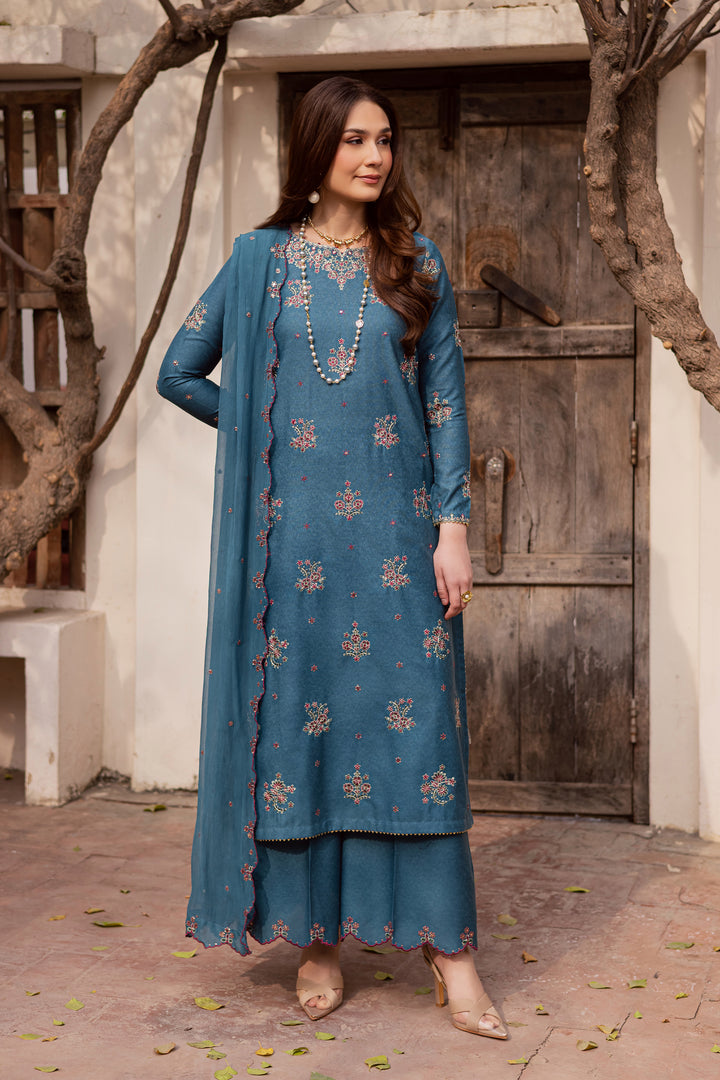  Blue Bells 3Pc - Embroidered Festive Pret BATIK WINTER PRET 2025  BATIK   XS / Whale Blue / Textured Cotton-S / Whale Blue / Textured Cotton-M / Whale Blue / Textured Cotton-L / Whale Blue / Textured Cotton-XL / Whale Blue / Textured Cotton