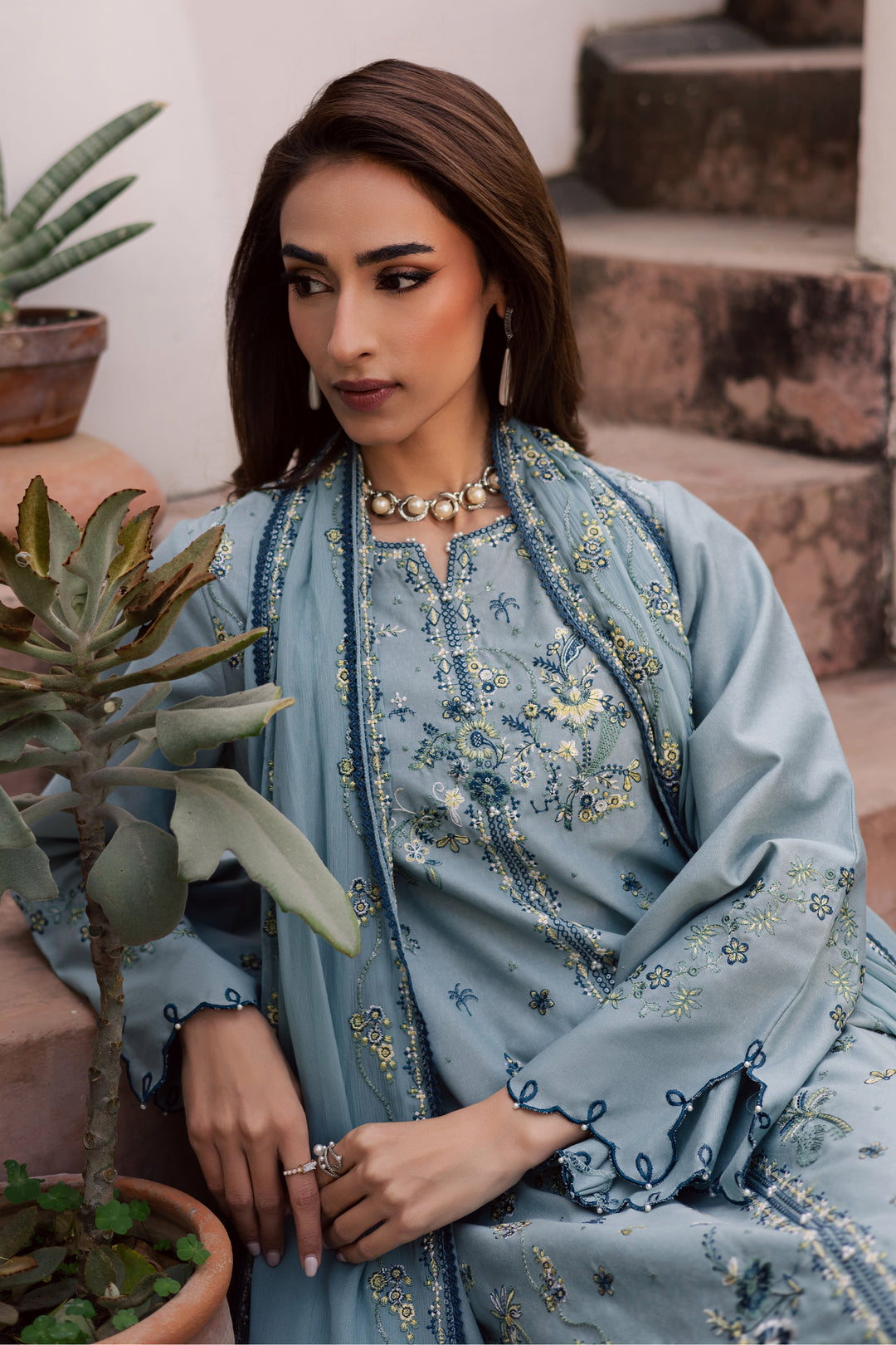  Blue Ice 3Pc - Embroidered Festive Pret BATIK WINTER PRET 2025  BATIK   XS / Blue Ice / Textured Cotton-S / Blue Ice / Textured Cotton-M / Blue Ice / Textured Cotton-L / Blue Ice / Textured Cotton-XL / Blue Ice / Textured Cotton