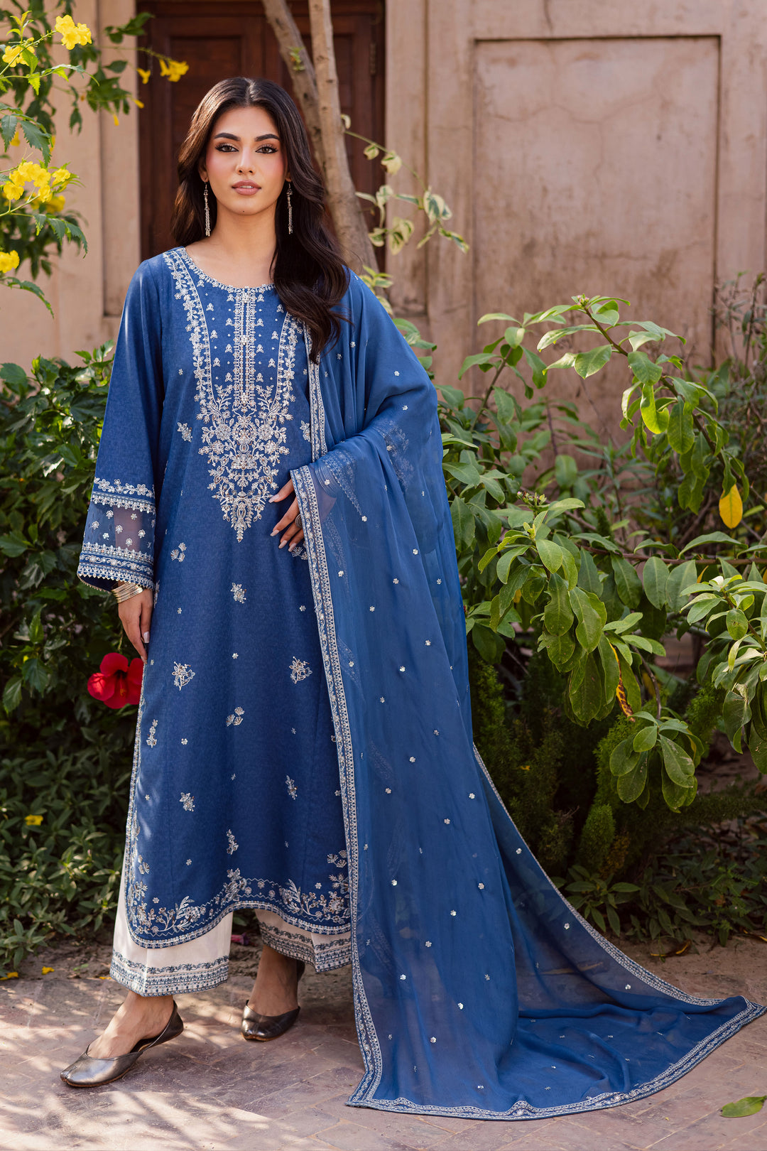  Blue Mahra 3Pc - Embroidered Karandi Dress BATIK WINTER PRET 2025  BATIK   XS / Inky Blue / Karandi-S / Inky Blue / Karandi-M / Inky Blue / Karandi-L / Inky Blue / Karandi-XL / Inky Blue / Karandi