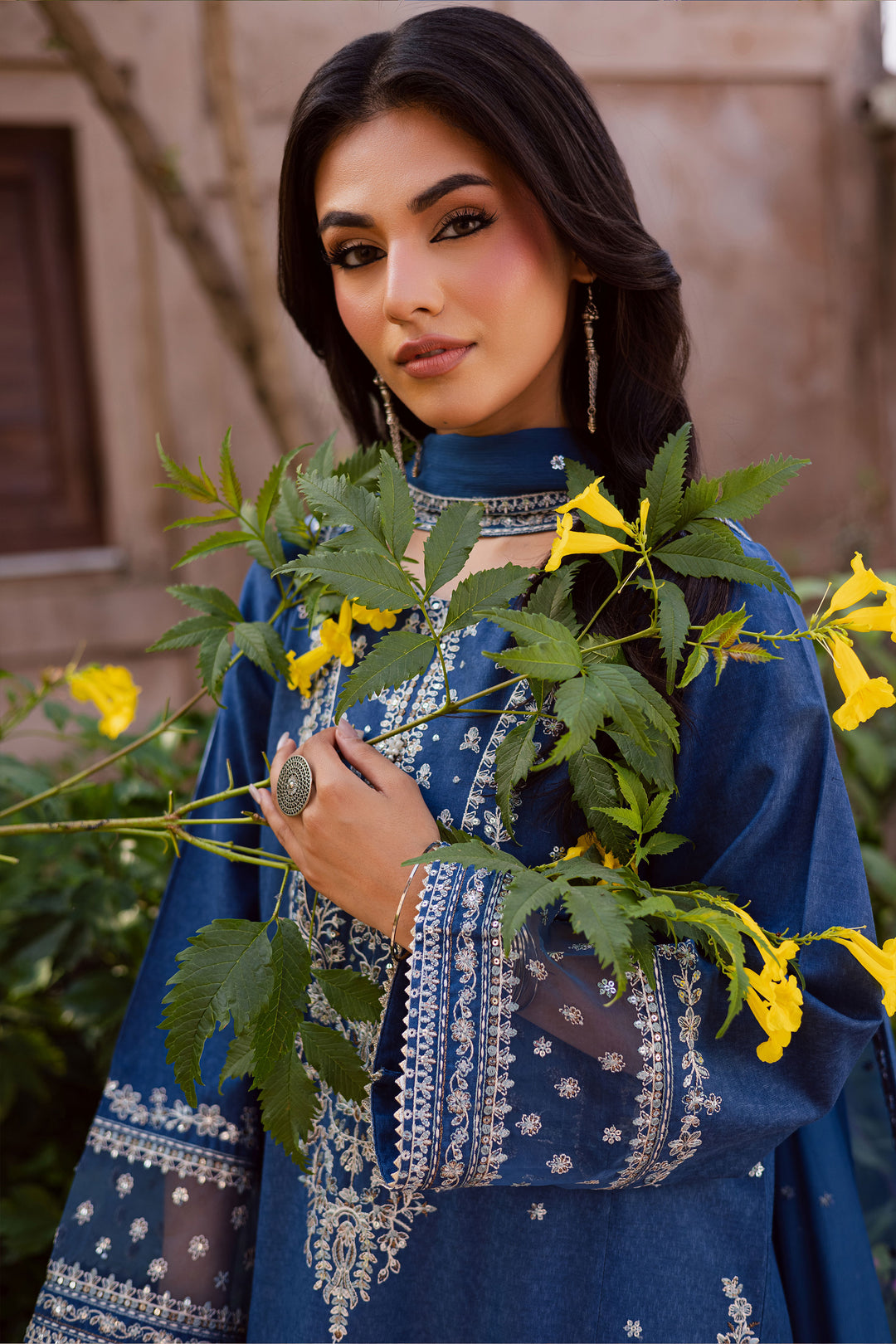  Blue Mahra 3Pc - Embroidered Karandi Dress BATIK WINTER PRET 2025  BATIK   XS / Inky Blue / Karandi-S / Inky Blue / Karandi-M / Inky Blue / Karandi-L / Inky Blue / Karandi-XL / Inky Blue / Karandi