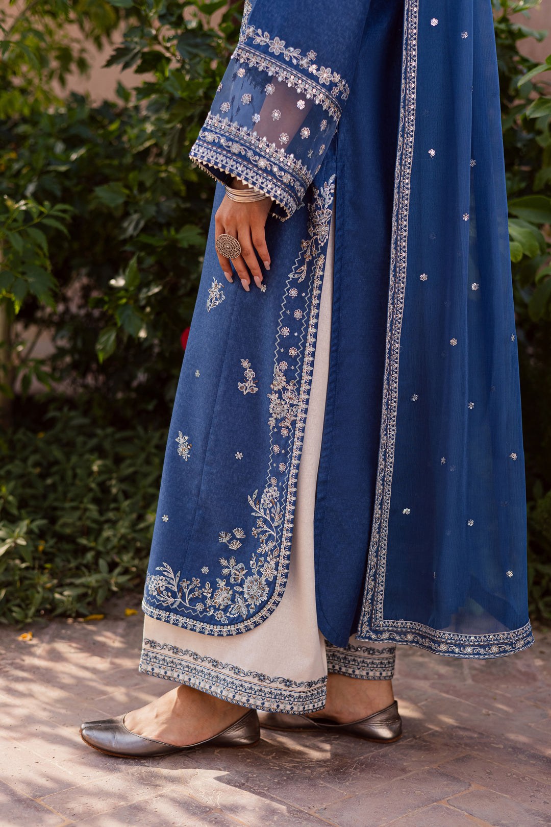  Blue Mahra 3Pc - Embroidered Karandi Dress BATIK WINTER PRET 2025  BATIK   XS / Inky Blue / Karandi-S / Inky Blue / Karandi-M / Inky Blue / Karandi-L / Inky Blue / Karandi-XL / Inky Blue / Karandi