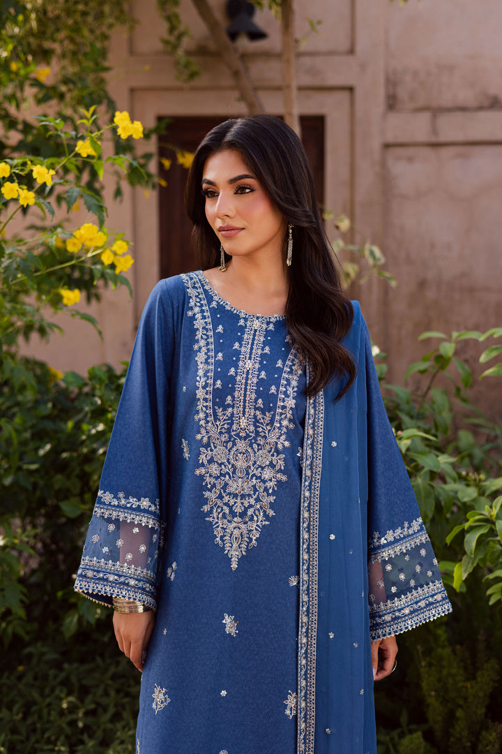  Blue Mahra 3Pc - Embroidered Karandi Dress BATIK WINTER PRET 2025  BATIK   XS / Inky Blue / Karandi-S / Inky Blue / Karandi-M / Inky Blue / Karandi-L / Inky Blue / Karandi-XL / Inky Blue / Karandi
