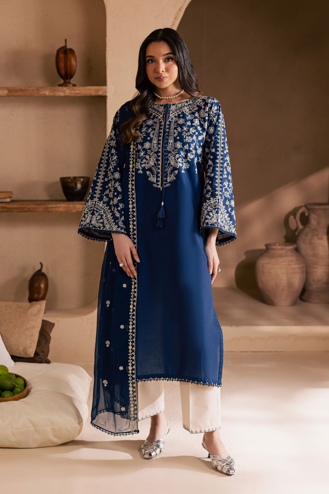  Blue Pashmina 3Pc - Embroidered Khaddar Dress BATIK WINTER PRET 2025  BATIK   XS / Blue / Khaddar-S / Blue / Khaddar-M / Blue / Khaddar-L / Blue / Khaddar-XL / Blue / Khaddar