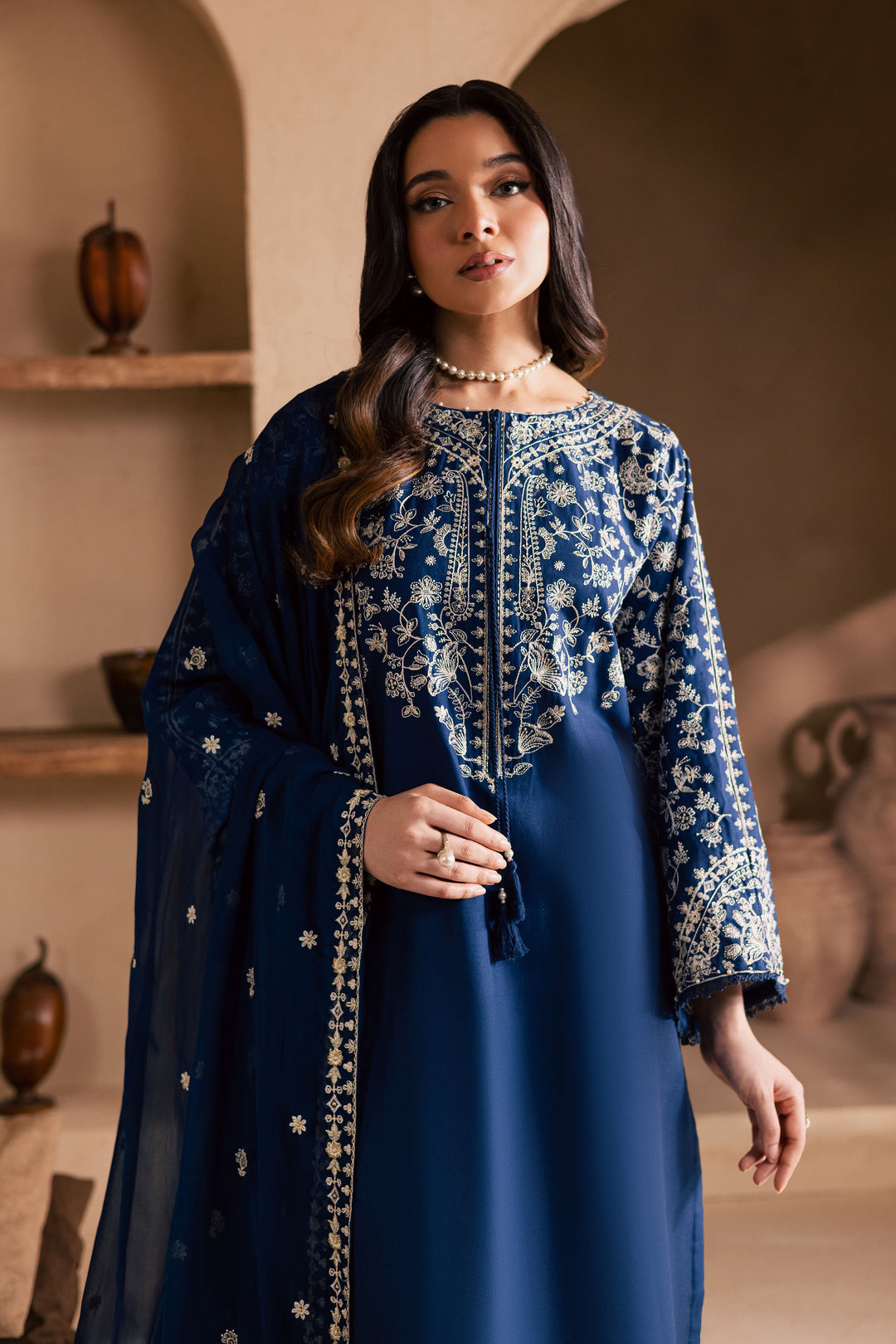  Blue Pashmina 3Pc - Embroidered Khaddar Dress BATIK WINTER PRET 2025  BATIK   XS / Blue / Khaddar-S / Blue / Khaddar-M / Blue / Khaddar-L / Blue / Khaddar-XL / Blue / Khaddar