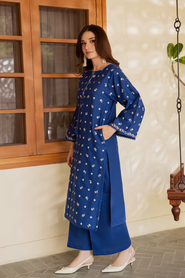  Blue Pearly 2Pc - Embroidered Khaddar Dress BATIK WINTER PRET 2025  BATIK   XS / Set Sail / Khaddar-S / Set Sail / Khaddar-M / Set Sail / Khaddar-L / Set Sail / Khaddar-XL / Set Sail / Khaddar