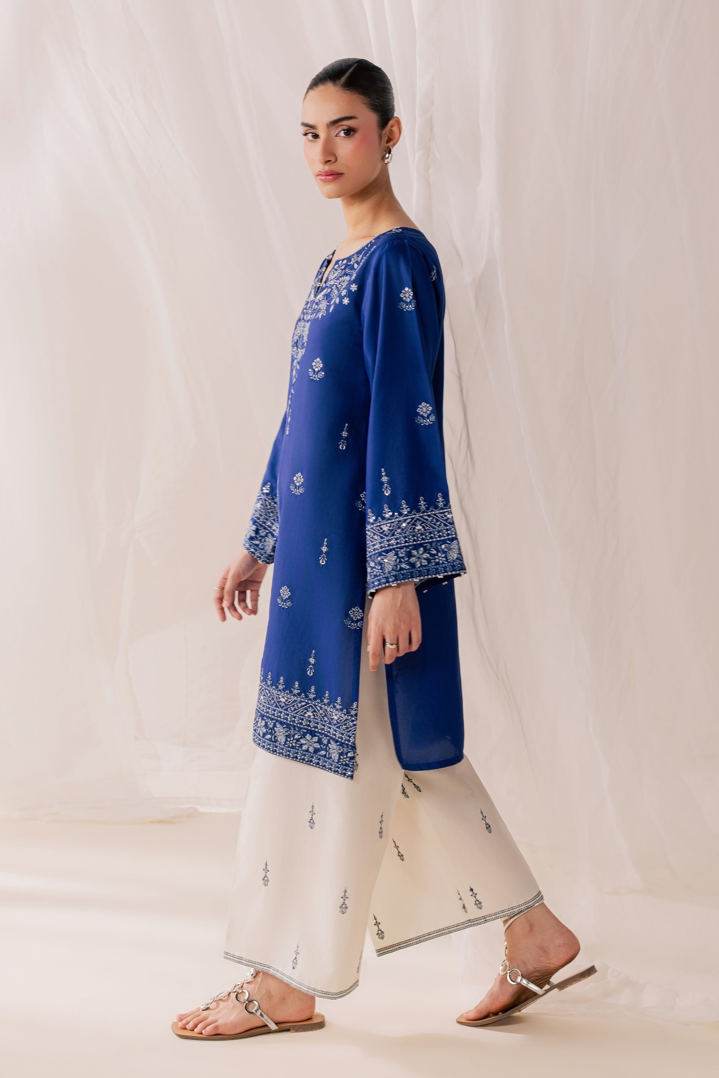 Blue Poppy 2Pc - Luxury Embroidered Lawn BATIKSS26  BATIK   XS / Electric Blue / Pima Lawn