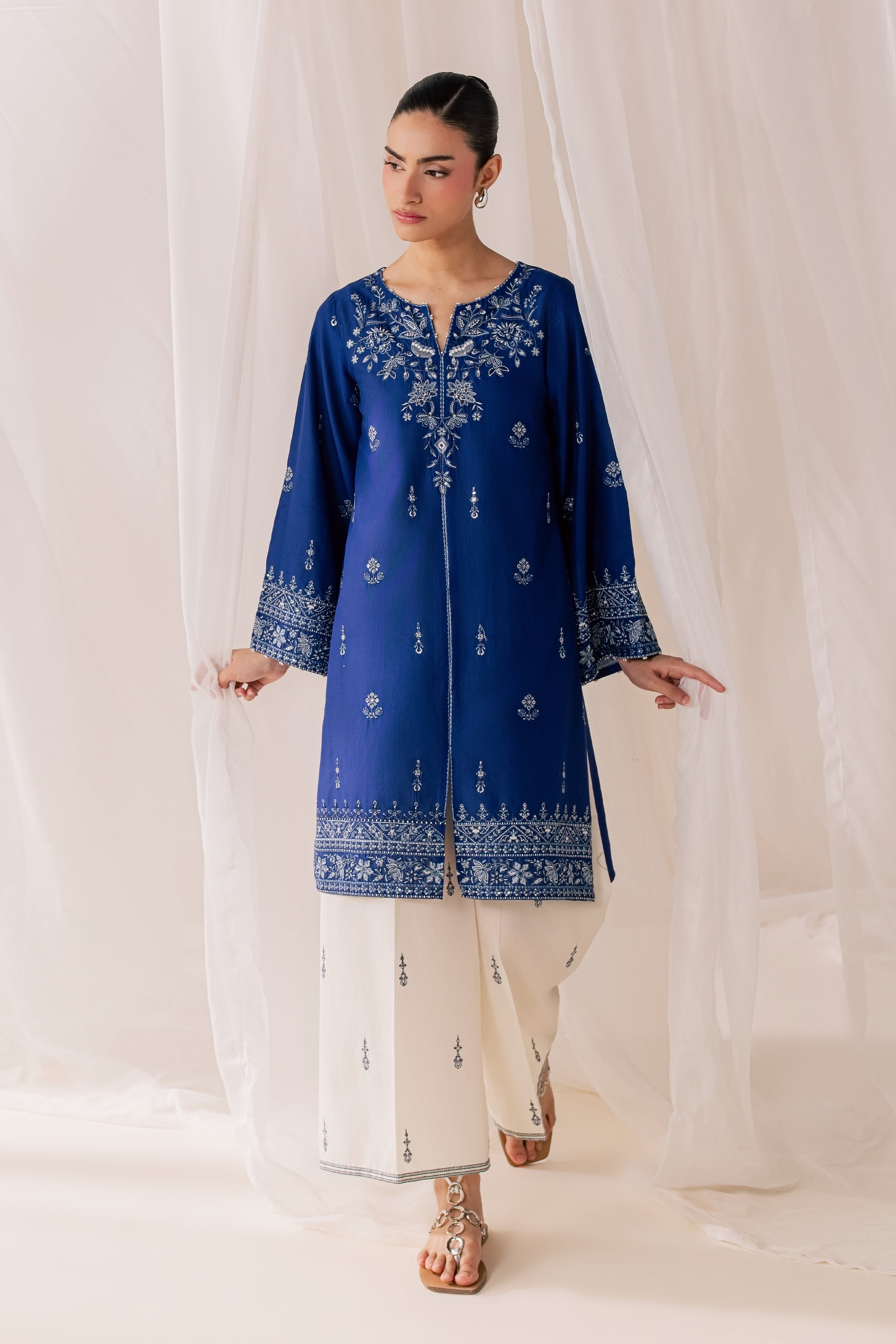 Blue Poppy 2Pc - Luxury Embroidered Lawn BATIKSS26  BATIK   XS / Electric Blue / Pima Lawn