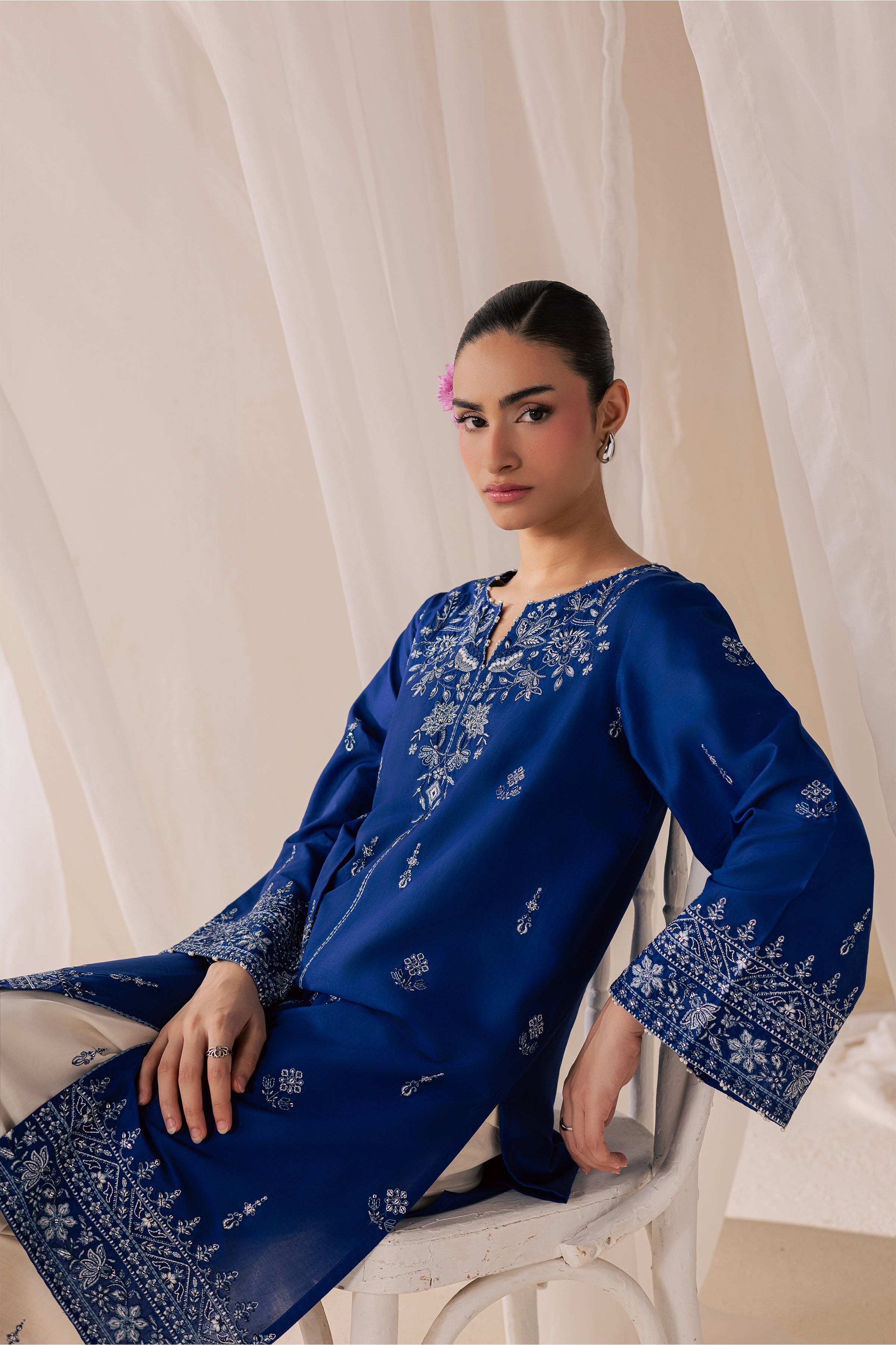 Blue Poppy 2Pc - Luxury Embroidered Lawn BATIKSS26  BATIK   XS / Electric Blue / Pima Lawn