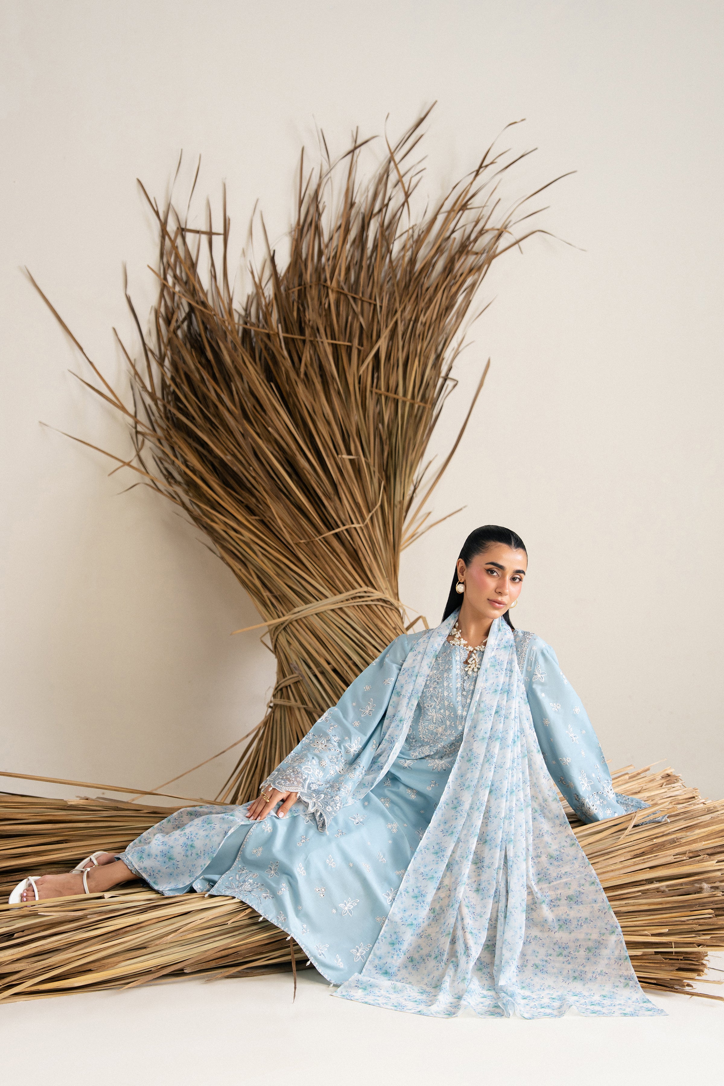  Blue Raya 3Pc - Festive Eid Pret BATIKSS26  BATIK   XS / Sky Blue / Pima Lawn-S / Sky Blue / Pima Lawn-M / Sky Blue / Pima Lawn-L / Sky Blue / Pima Lawn-XL / Sky Blue / Pima Lawn