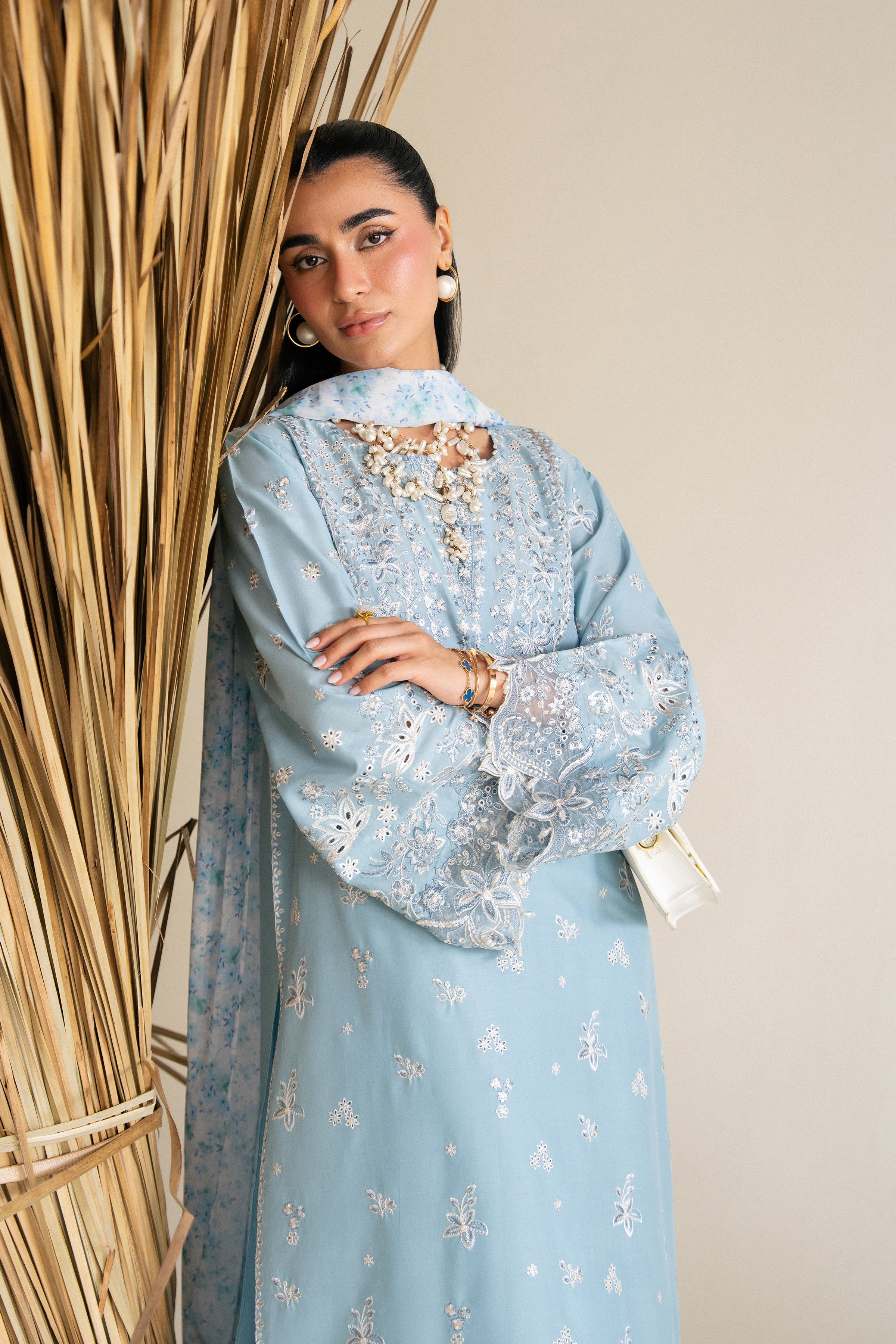  Blue Raya 3Pc - Festive Eid Pret BATIKSS26  BATIK   XS / Sky Blue / Pima Lawn-S / Sky Blue / Pima Lawn-M / Sky Blue / Pima Lawn-L / Sky Blue / Pima Lawn-XL / Sky Blue / Pima Lawn