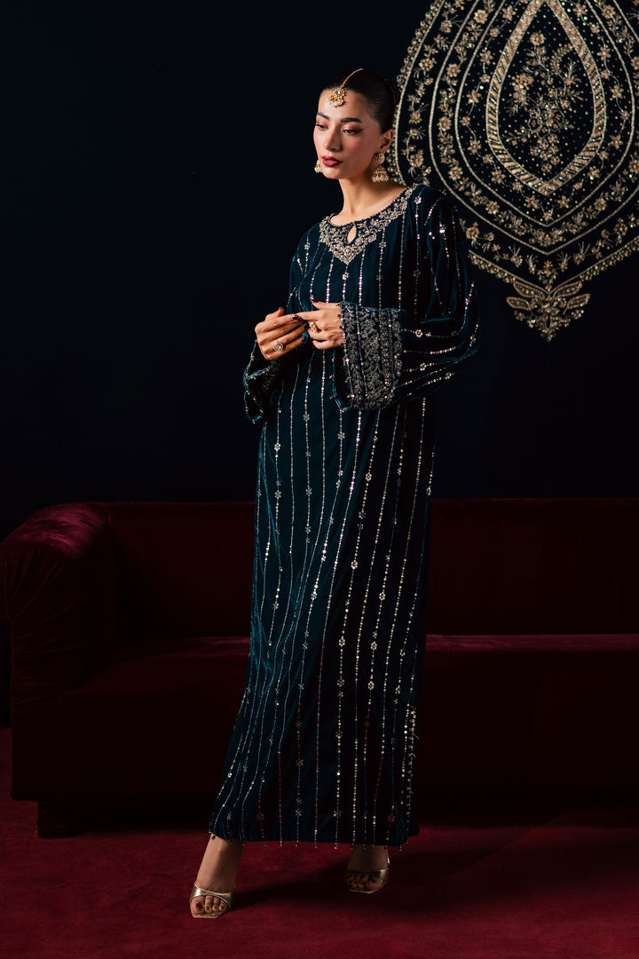  Blue Winter 2Pc - Velvet Luxe Pret BATIKLuxePRET2025  BATIK   XS / Teal / Velvet-S / Teal / Velvet-M / Teal / Velvet-L / Teal / Velvet-XL / Teal / Velvet