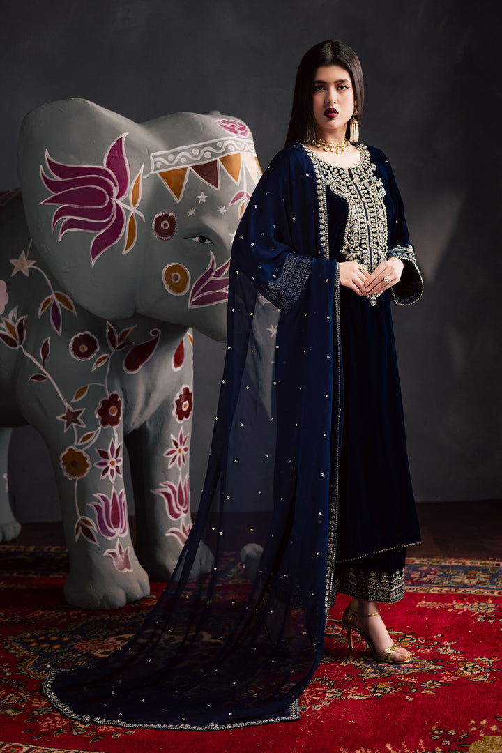  BlueVera 3Pc - Velvet Luxe Pret BATIKLuxePRET2025  BATIK   XS / Blue / Velvet-S / Blue / Velvet-M / Blue / Velvet-L / Blue / Velvet-XL / Blue / Velvet