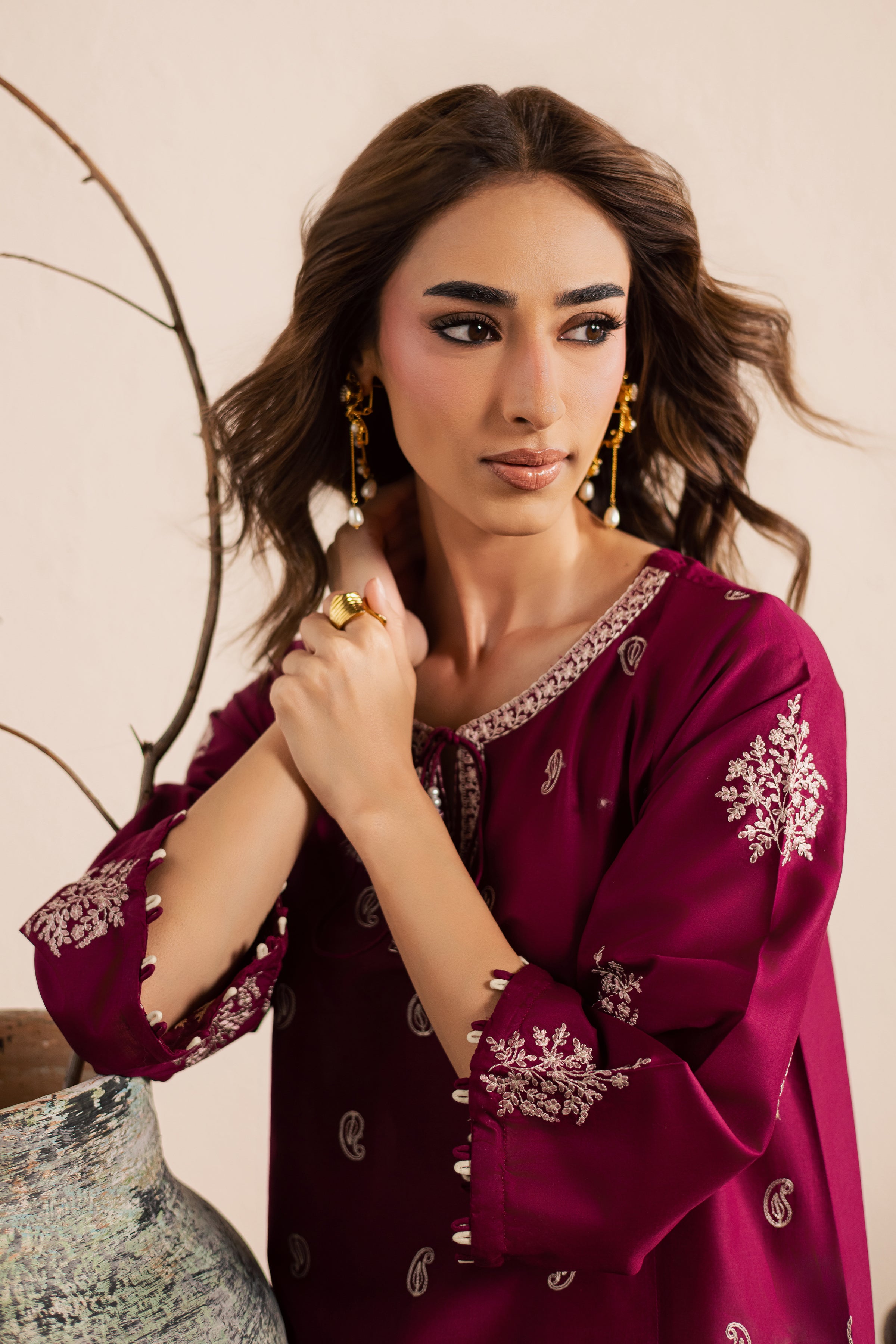  Bramble 2Pc - Embroidered Lawn Dress EverydayEdit26  BATIK   XS / Old Mauve / Pima Lawn-S / Old Mauve / Pima Lawn-M / Old Mauve / Pima Lawn-L / Old Mauve / Pima Lawn-XL / Old Mauve / Pima Lawn