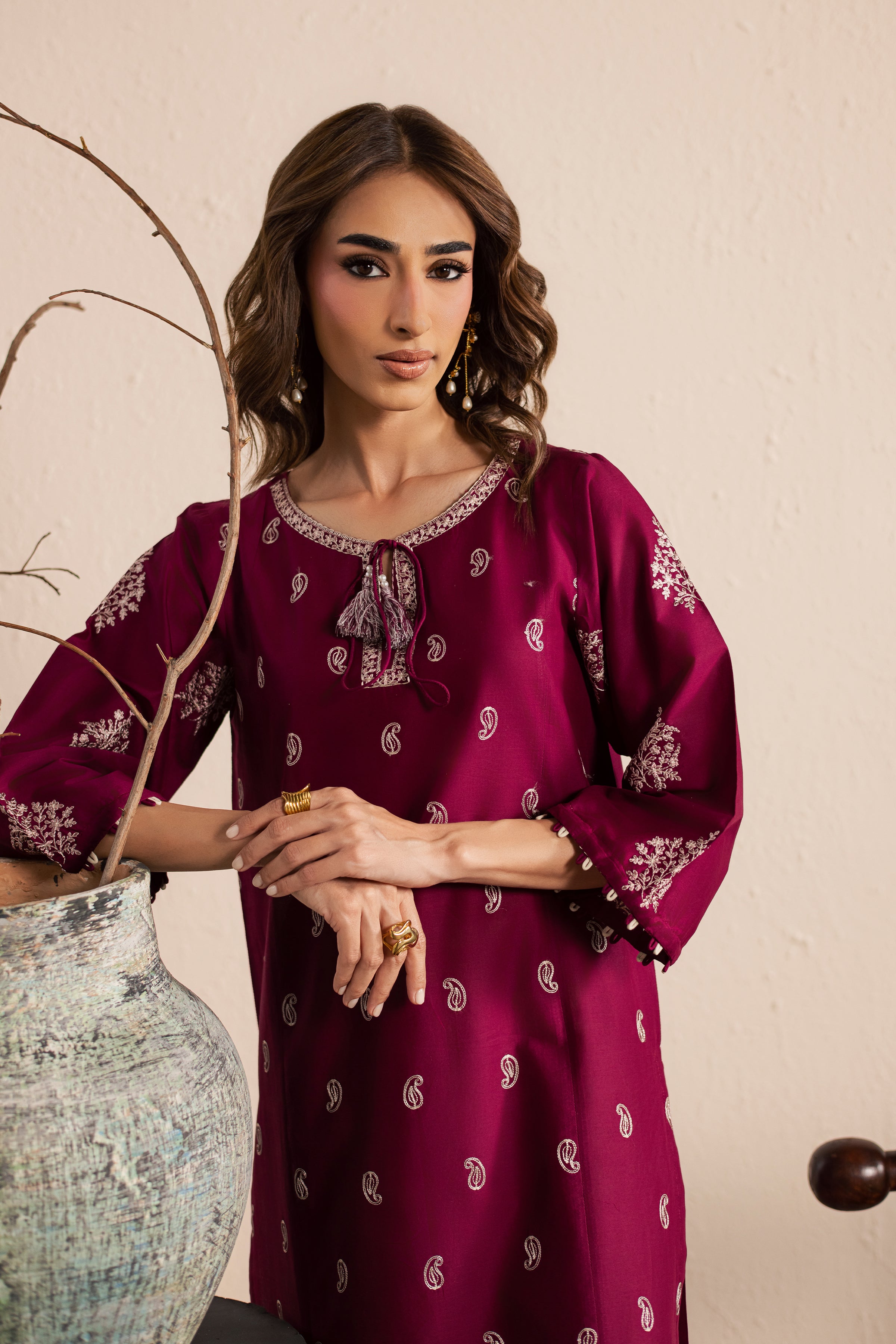  Bramble 2Pc - Embroidered Lawn Dress EverydayEdit26  BATIK   XS / Old Mauve / Pima Lawn-S / Old Mauve / Pima Lawn-M / Old Mauve / Pima Lawn-L / Old Mauve / Pima Lawn-XL / Old Mauve / Pima Lawn