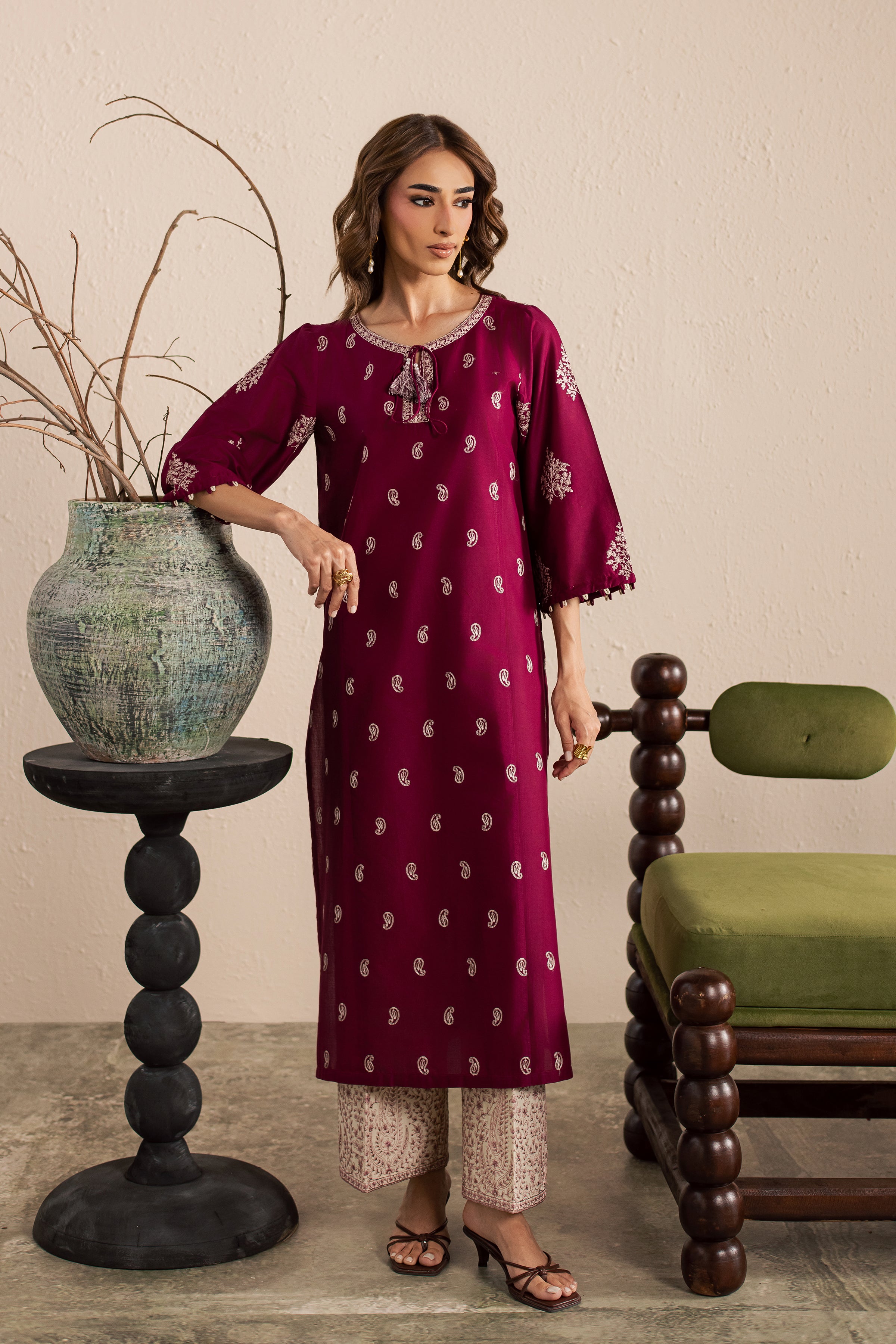  Bramble 2Pc - Embroidered Lawn Dress EverydayEdit26  BATIK   XS / Old Mauve / Pima Lawn-S / Old Mauve / Pima Lawn-M / Old Mauve / Pima Lawn-L / Old Mauve / Pima Lawn-XL / Old Mauve / Pima Lawn
