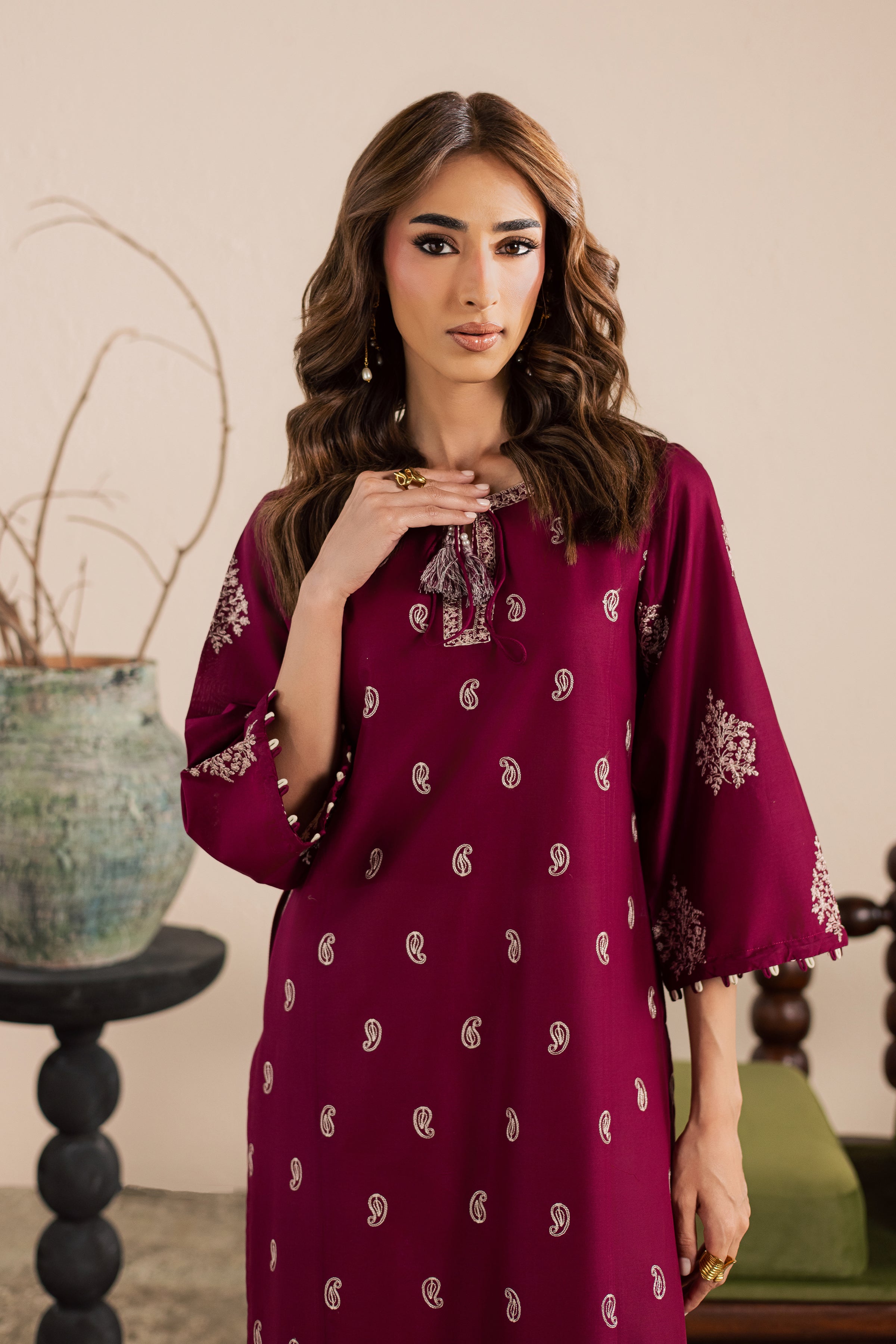  Bramble 2Pc - Embroidered Lawn Dress EverydayEdit26  BATIK   XS / Old Mauve / Pima Lawn-S / Old Mauve / Pima Lawn-M / Old Mauve / Pima Lawn-L / Old Mauve / Pima Lawn-XL / Old Mauve / Pima Lawn