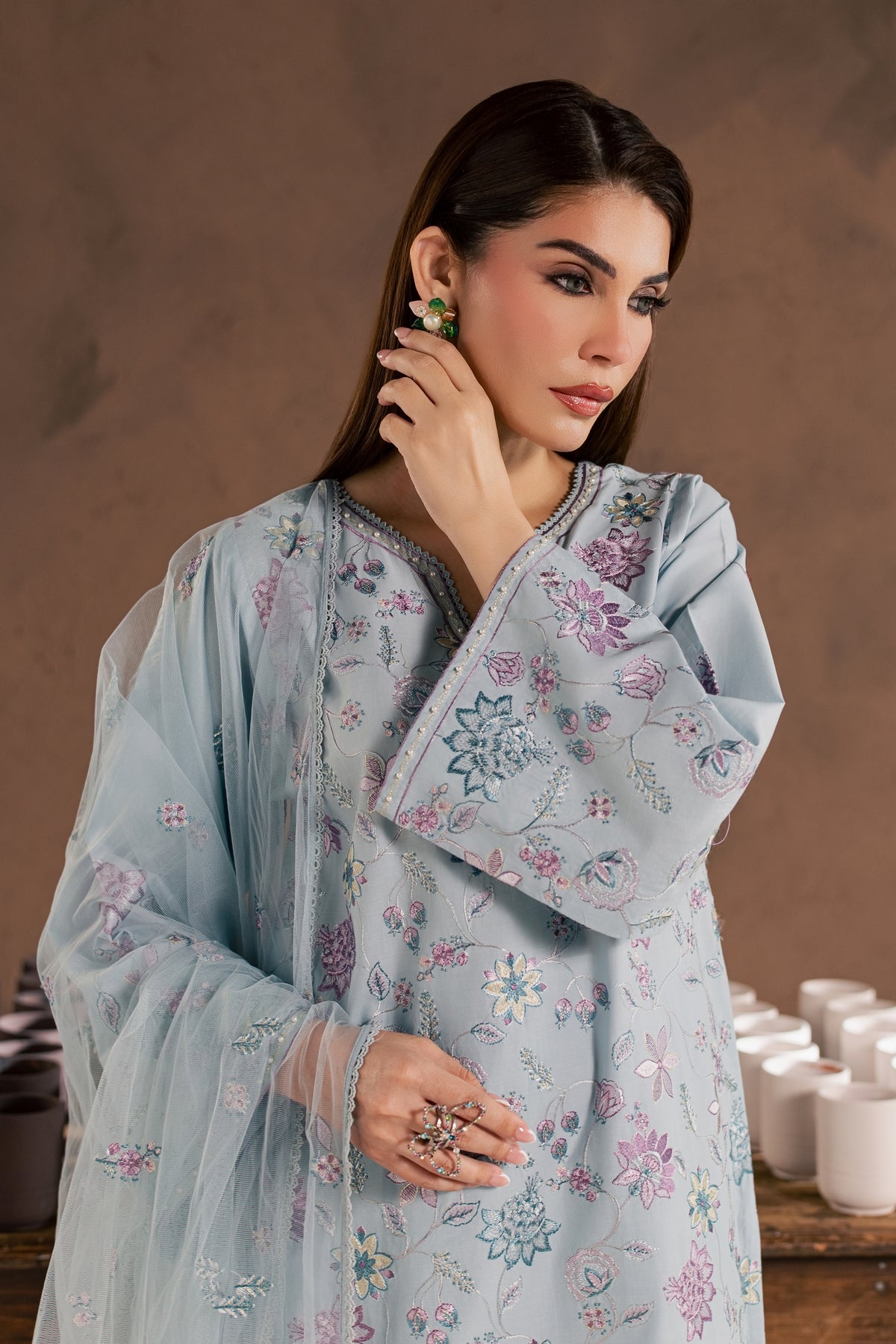 Breezy Blue 3Pc - Embroidered Cambric Pret PRETAW2026  BATIK   XS / Sky Blue / Cambric