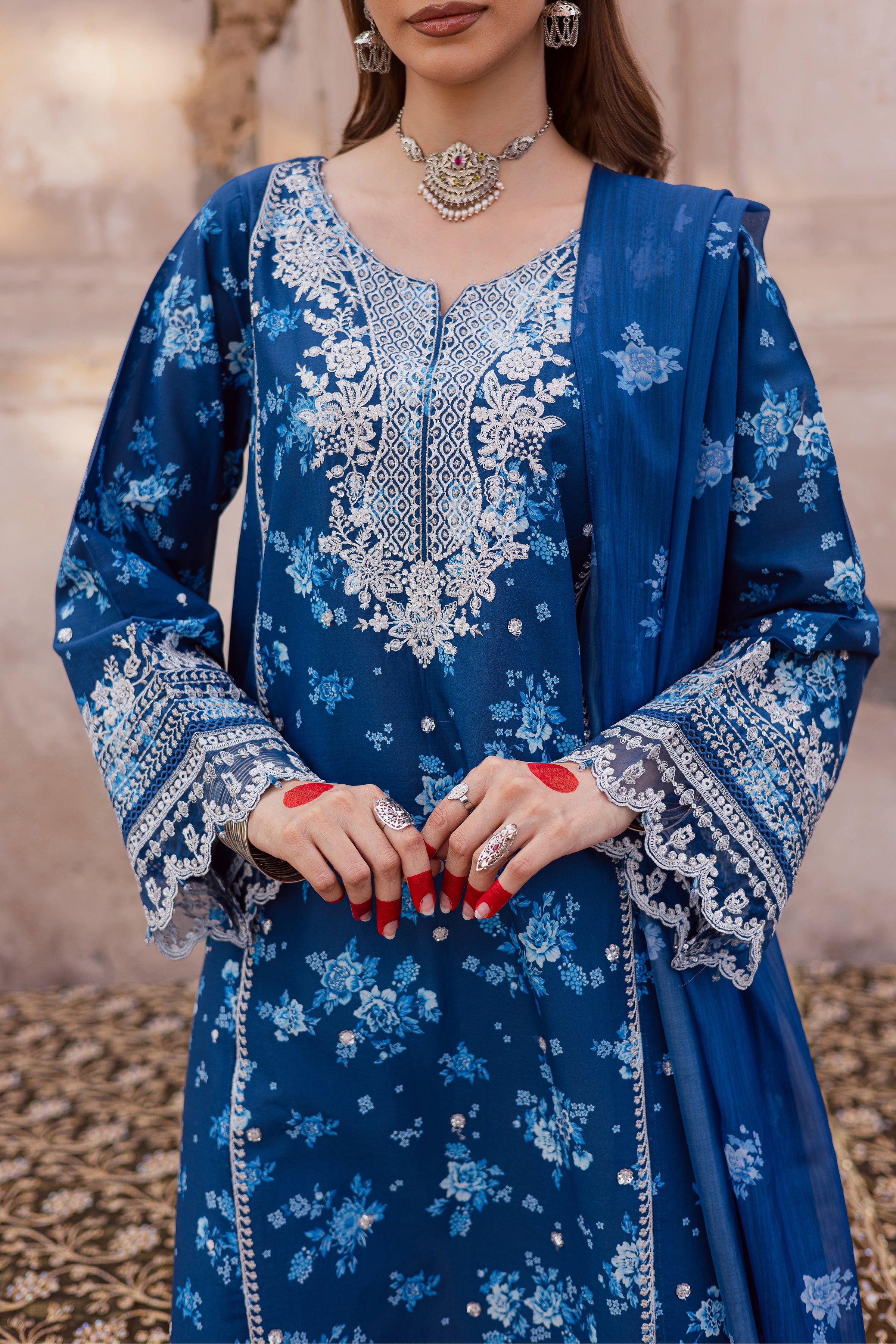  Brynn 3Pc - Festive Eid Prints BATIKEID2026  BATIK   XS / Blue / Lawn-S / Blue / Lawn-M / Blue / Lawn-L / Blue / Lawn-XL / Blue / Lawn