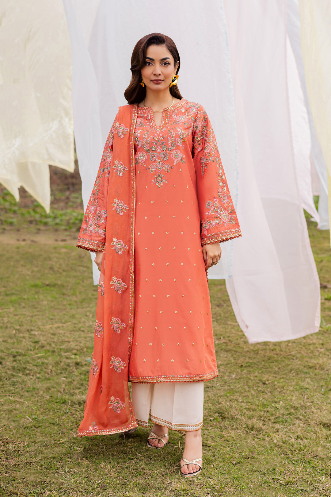  Burnt Orange 3Pc - Festive Embroidered Lawn BATIKEID2026  BATIK   XS / Rust / Pima Lawn-S / Rust / Pima Lawn-M / Rust / Pima Lawn-L / Rust / Pima Lawn-XL / Rust / Pima Lawn