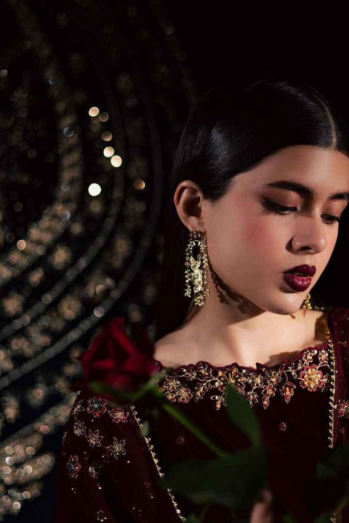  Capricorn 3Pc - Velvet Luxe Pret BATIKLuxePRET2025  BATIK   XS / Maroon / Velvet-S / Maroon / Velvet-M / Maroon / Velvet-L / Maroon / Velvet-XL / Maroon / Velvet