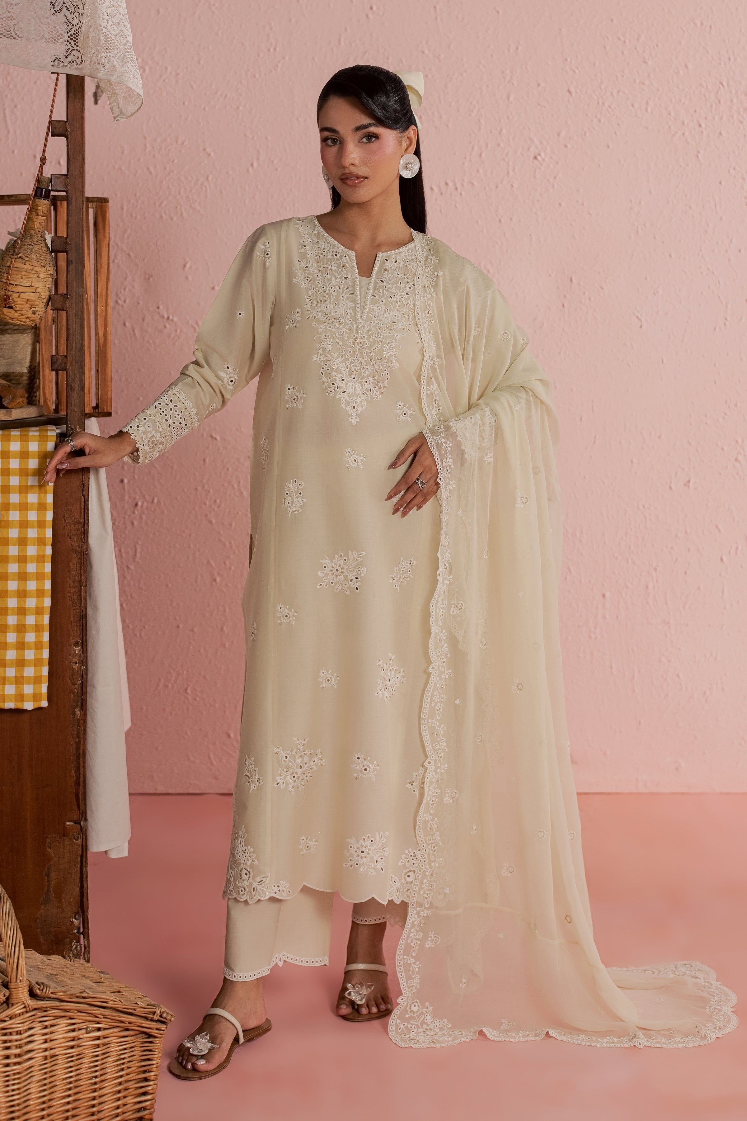  Caramel 3Pc - Embroidered Lawn Dress BATIKSS26  BATIK   XS / Beige / Pima Lawn-S / Beige / Pima Lawn-M / Beige / Pima Lawn-L / Beige / Pima Lawn-XL / Beige / Pima Lawn