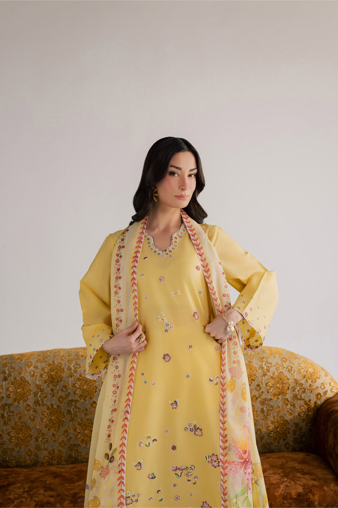  Cardiff 3Pc - Embroidered Lawn Dress EverydayEdit26  BATIK   XS / Ochre / Pima Lawn-S / Ochre / Pima Lawn-M / Ochre / Pima Lawn-L / Ochre / Pima Lawn-XL / Ochre / Pima Lawn