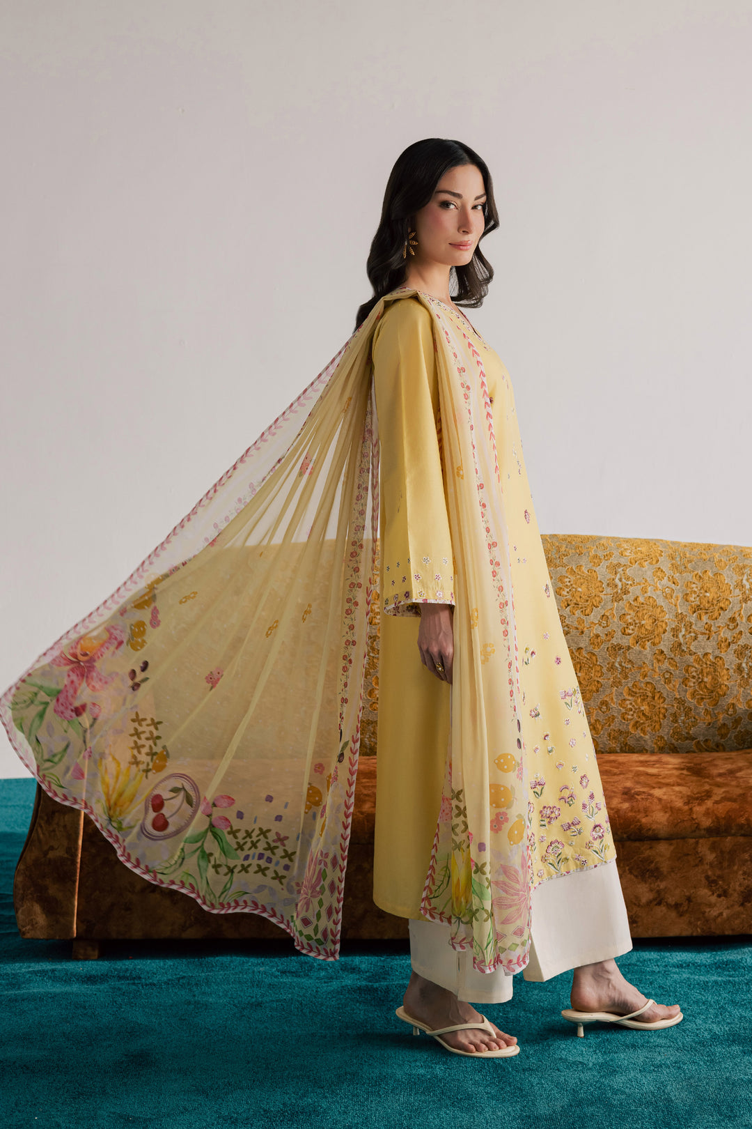  Cardiff 3Pc - Embroidered Lawn Dress EverydayEdit26  BATIK   XS / Ochre / Pima Lawn-S / Ochre / Pima Lawn-M / Ochre / Pima Lawn-L / Ochre / Pima Lawn-XL / Ochre / Pima Lawn