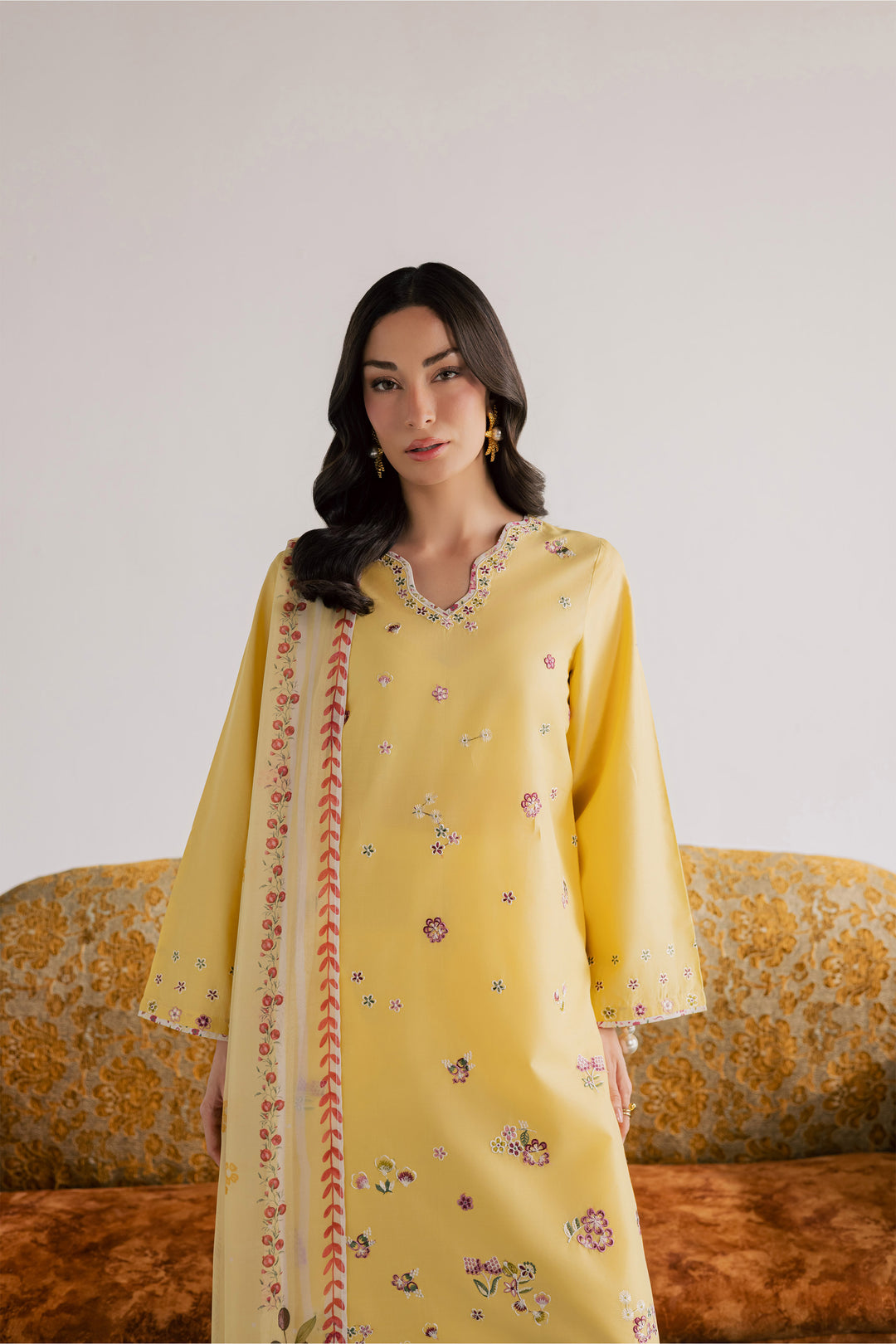  Cardiff 3Pc - Embroidered Lawn Dress EverydayEdit26  BATIK   XS / Ochre / Pima Lawn-S / Ochre / Pima Lawn-M / Ochre / Pima Lawn-L / Ochre / Pima Lawn-XL / Ochre / Pima Lawn