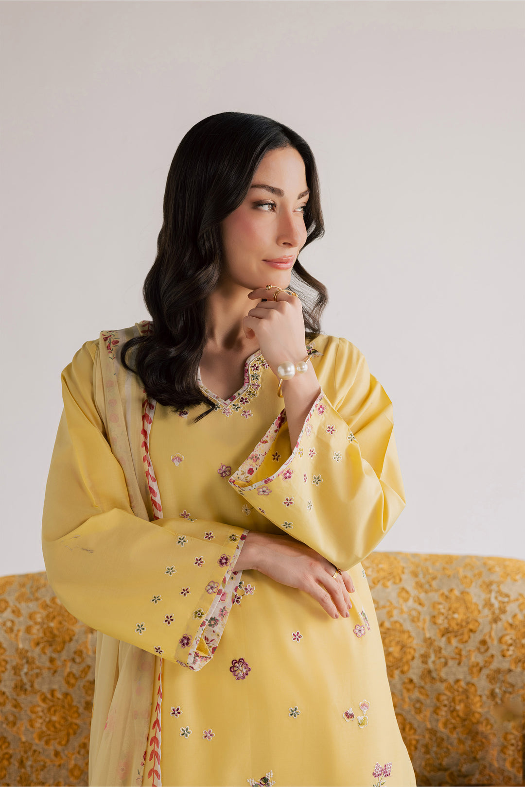  Cardiff 3Pc - Embroidered Lawn Dress EverydayEdit26  BATIK   XS / Ochre / Pima Lawn-S / Ochre / Pima Lawn-M / Ochre / Pima Lawn-L / Ochre / Pima Lawn-XL / Ochre / Pima Lawn
