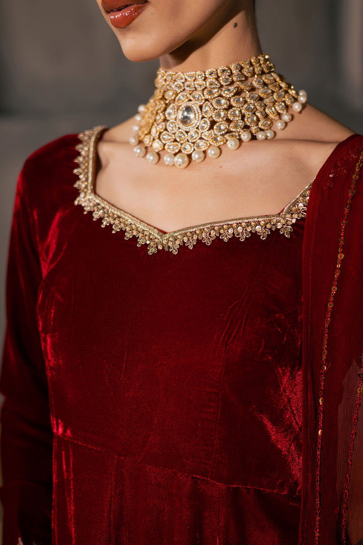  Carnation 3Pc - Velvet Luxe Pret BATIKLuxePRET2025  BATIK   XS / Red / Velvet-S / Red / Velvet-M / Red / Velvet-L / Red / Velvet-XL / Red / Velvet