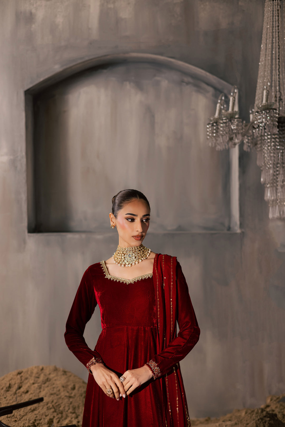  Carnation 3Pc - Velvet Luxe Pret BATIKLuxePRET2025  BATIK   XS / Red / Velvet-S / Red / Velvet-M / Red / Velvet-L / Red / Velvet-XL / Red / Velvet