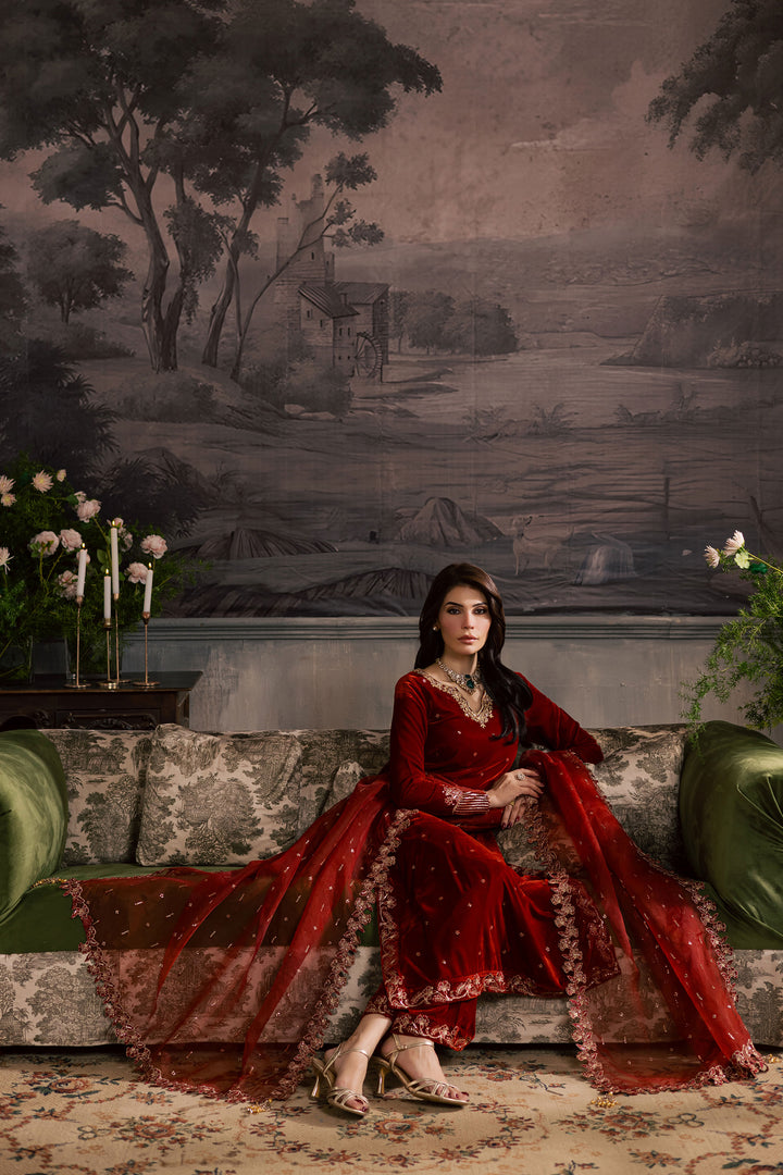  Carnelian 3Pc - Velvet Luxe Pret BATIKLuxePRET2025  BATIK   XS / Rust / Velvet-S / Rust / Velvet-M / Rust / Velvet-L / Rust / Velvet-XL / Rust / Velvet