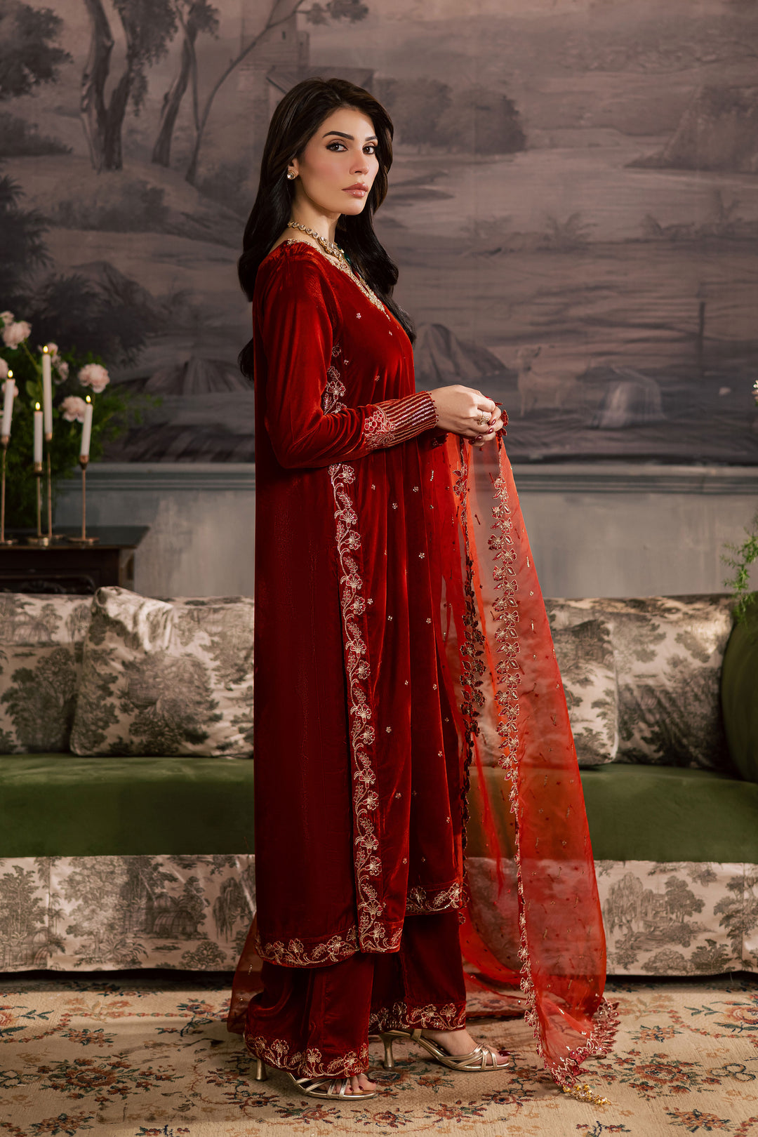  Carnelian 3Pc - Velvet Luxe Pret BATIKLuxePRET2025  BATIK   XS / Rust / Velvet-S / Rust / Velvet-M / Rust / Velvet-L / Rust / Velvet-XL / Rust / Velvet