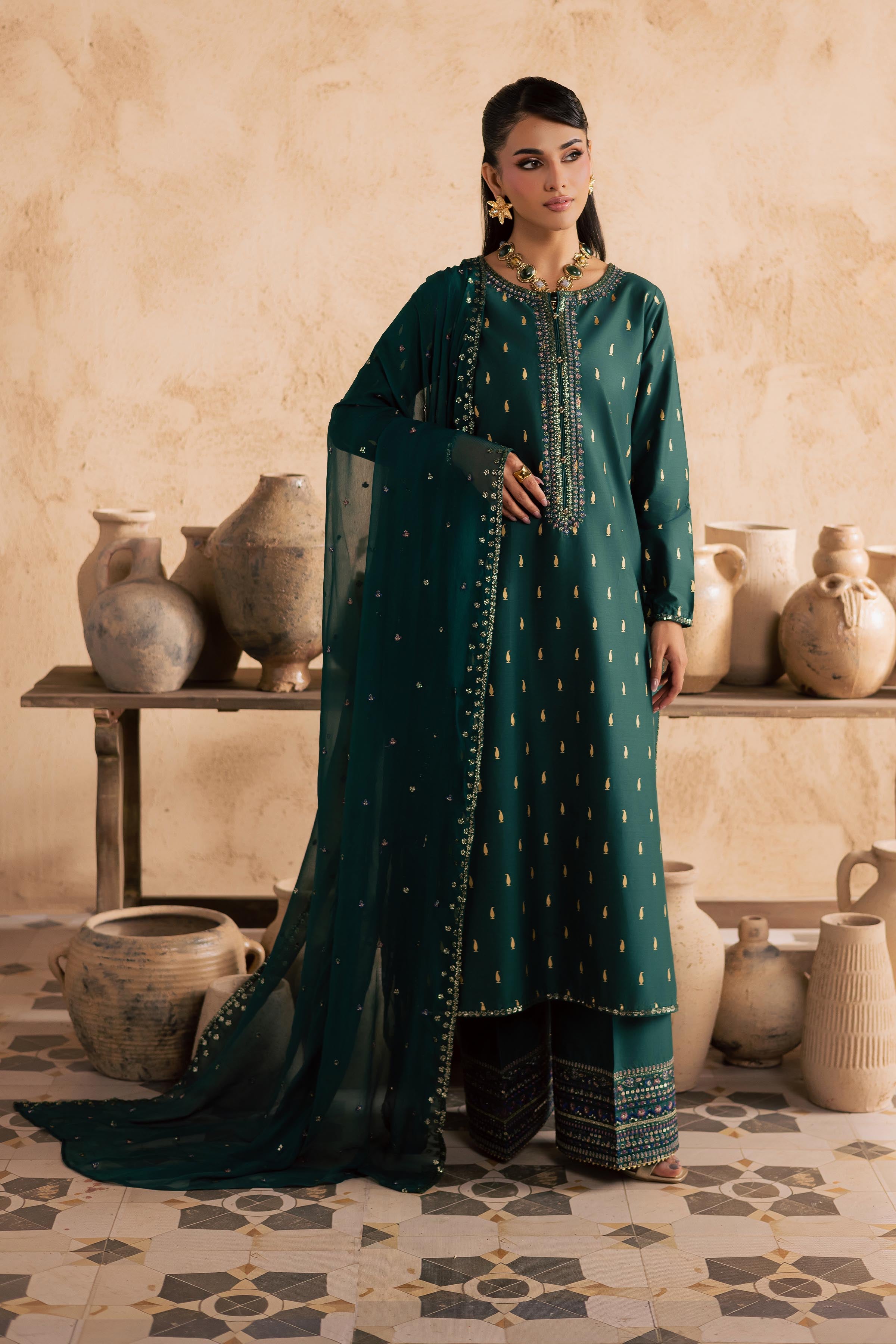  Caspien 3Pc - Embroidered Festive Pret BATIKSS26  BATIK   XS / Perzik Green / Giza-S / Perzik Green / Giza-M / Perzik Green / Giza-L / Perzik Green / Giza-XL / Perzik Green / Giza