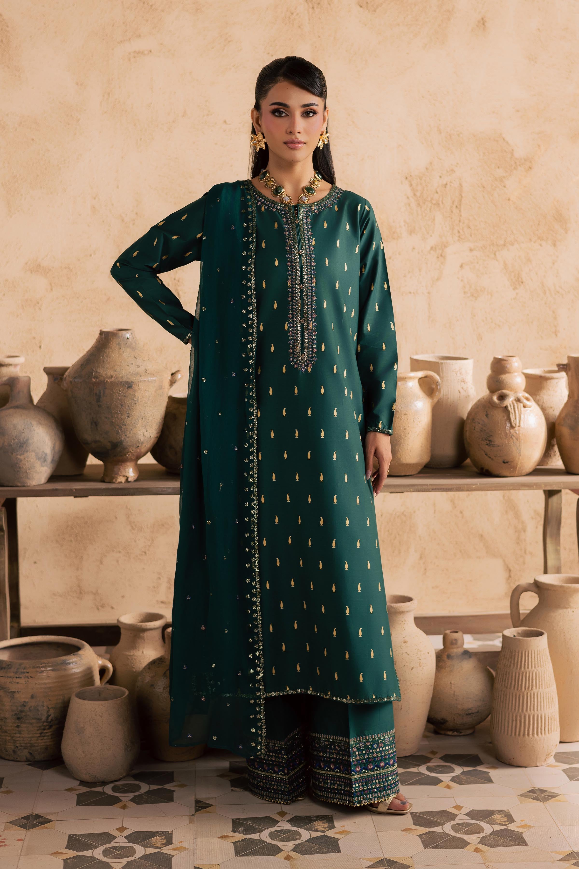  Caspien 3Pc - Embroidered Festive Pret BATIKSS26  BATIK   XS / Perzik Green / Giza-S / Perzik Green / Giza-M / Perzik Green / Giza-L / Perzik Green / Giza-XL / Perzik Green / Giza