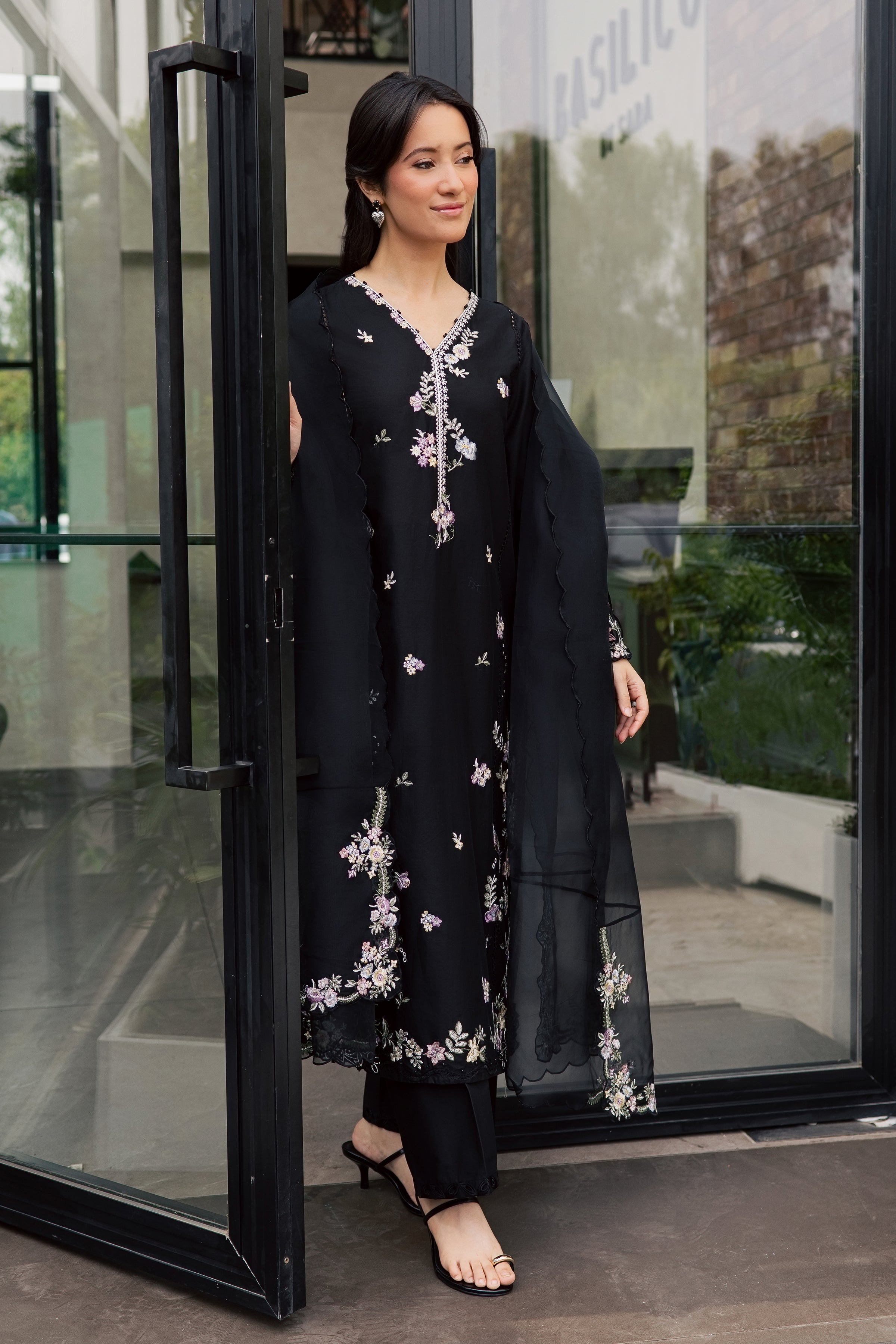 Caviar 3Pc - Embroidered Lawn Dress EverydayEdit26  BATIK   XS / Black / Pima Lawn