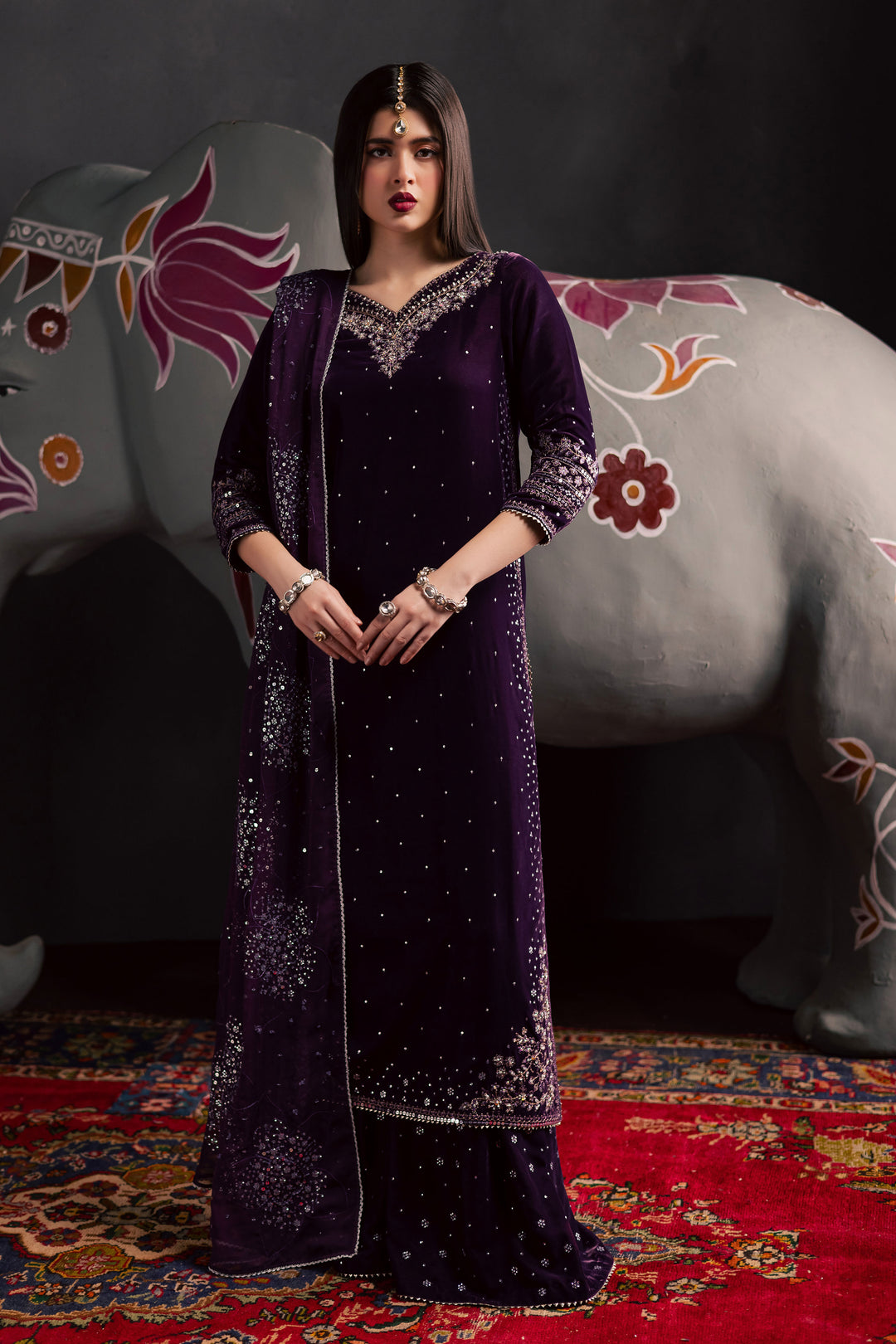  Chamak 3Pc - Velvet Luxe Pret BATIKLuxePRET2025  BATIK   XS / Lavender / Velvet-S / Lavender / Velvet-M / Lavender / Velvet-L / Lavender / Velvet-XL / Lavender / Velvet