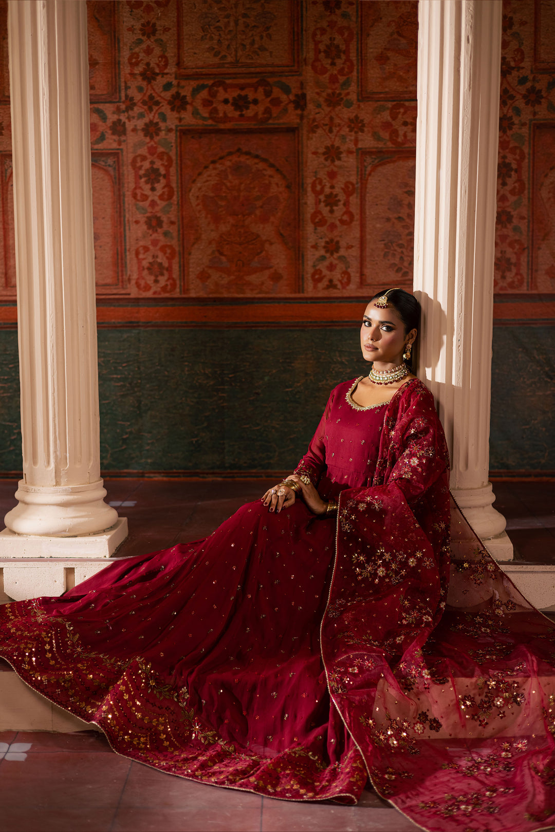  Chaotic Garet 3Pc - Chiffon Wedding Frock BATIKLuxePRET2025  BATIK   S / Maroon / Raw Silk & Crinkle-M / Maroon / Raw Silk & Crinkle-L / Maroon / Raw Silk & Crinkle