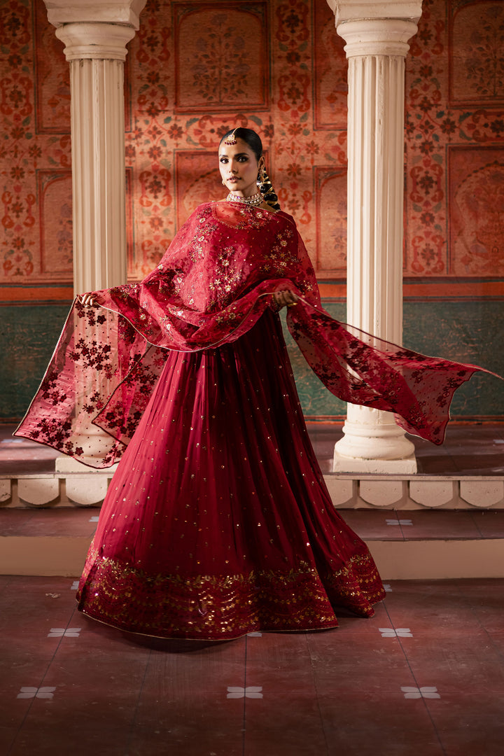  Chaotic Garet 3Pc - Chiffon Wedding Frock BATIKLuxePRET2025  BATIK   S / Maroon / Raw Silk & Crinkle-M / Maroon / Raw Silk & Crinkle-L / Maroon / Raw Silk & Crinkle