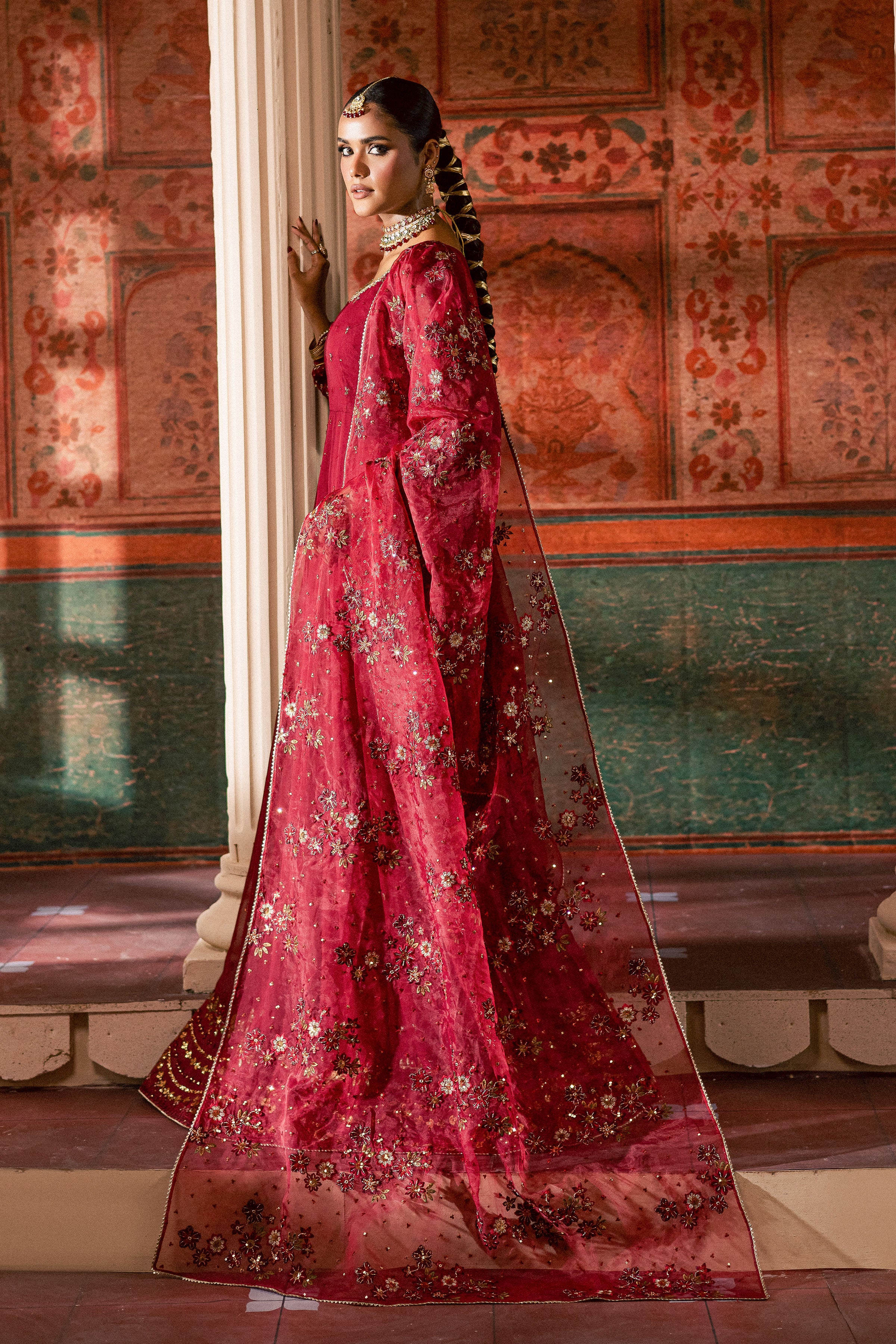  Chaotic Garet 3Pc - Chiffon Wedding Frock BATIKLuxePRET2025  BATIK   S / Maroon / Raw Silk & Crinkle-M / Maroon / Raw Silk & Crinkle-L / Maroon / Raw Silk & Crinkle